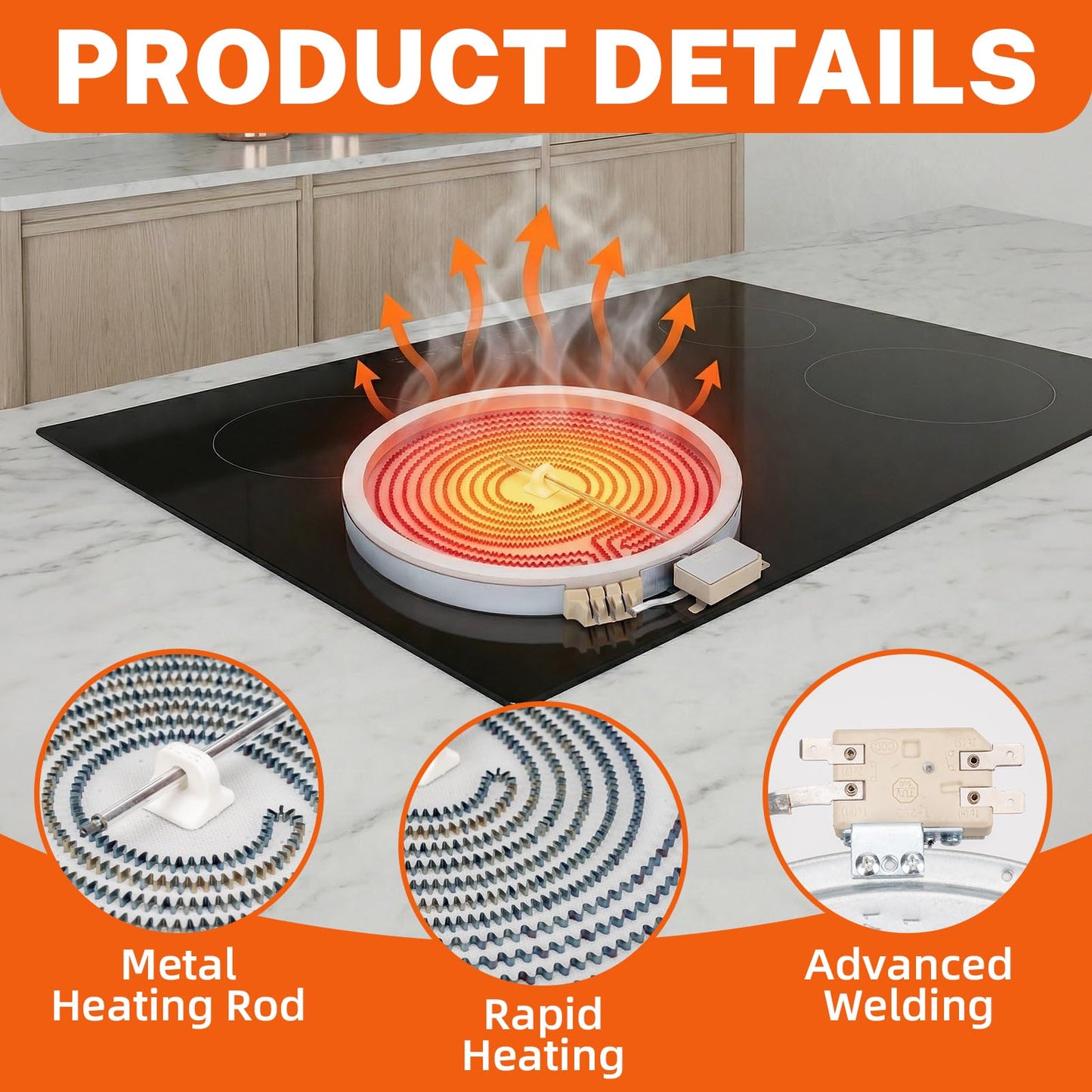 Upgraded W11517959 10-In Dual Range Radiant Surface Element Compatible with Whirlpool Ken-more May-tag Electric Range, W10275048 Dual Surface Burner Element Replaces W10169799 W10823729
