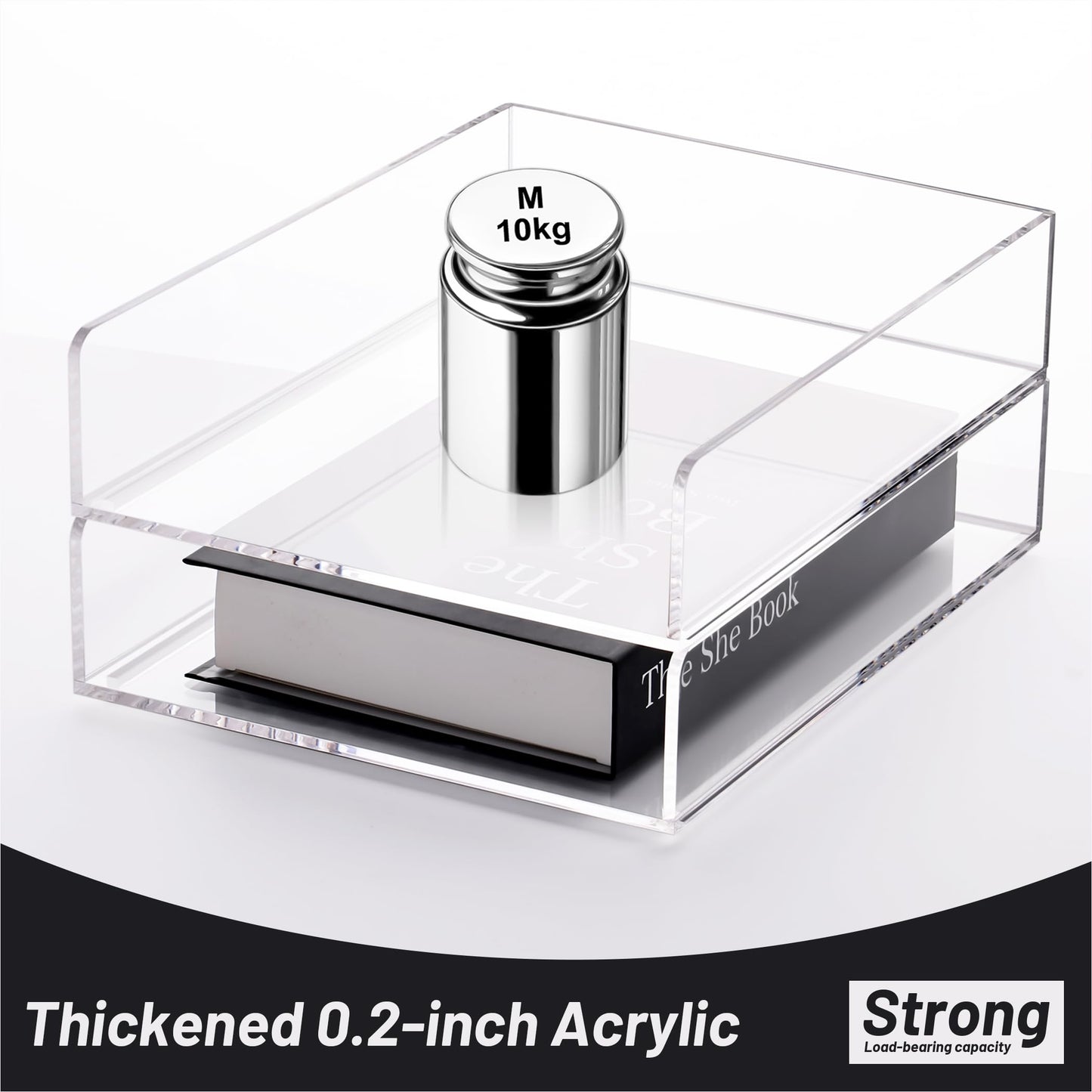 HeZone Paper Organizer Letter Tray, Clear Acrylic Paper Tray, School Teacher Office Supplies Organization, Stackable Desk File Organizer, Classroom Decor and Accessories-2 Pack…