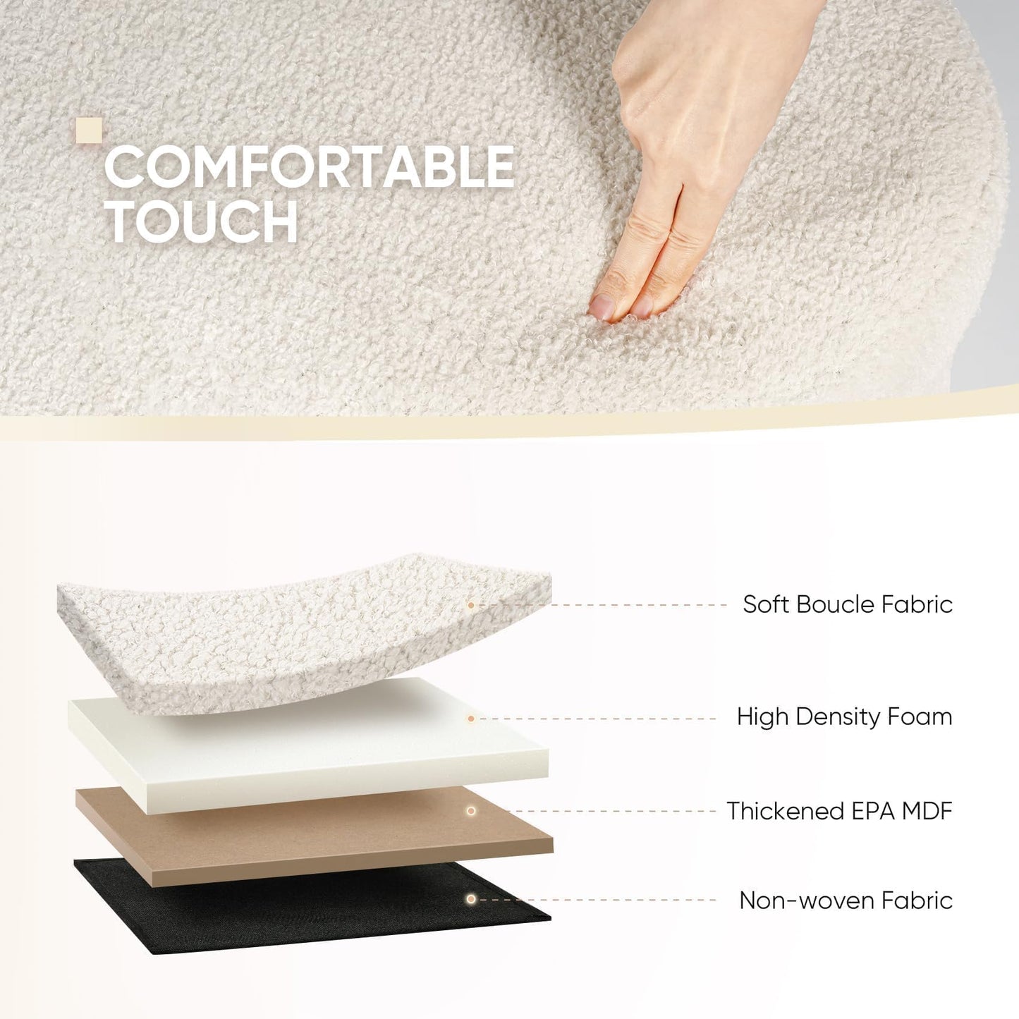 B FSOBEIIALEO Ottoman with Storage for Living Room, Sherpa Folding Storage Ottoman Foot Rest, 43.3 Inches Collapsible Bedroom Bench White Cream