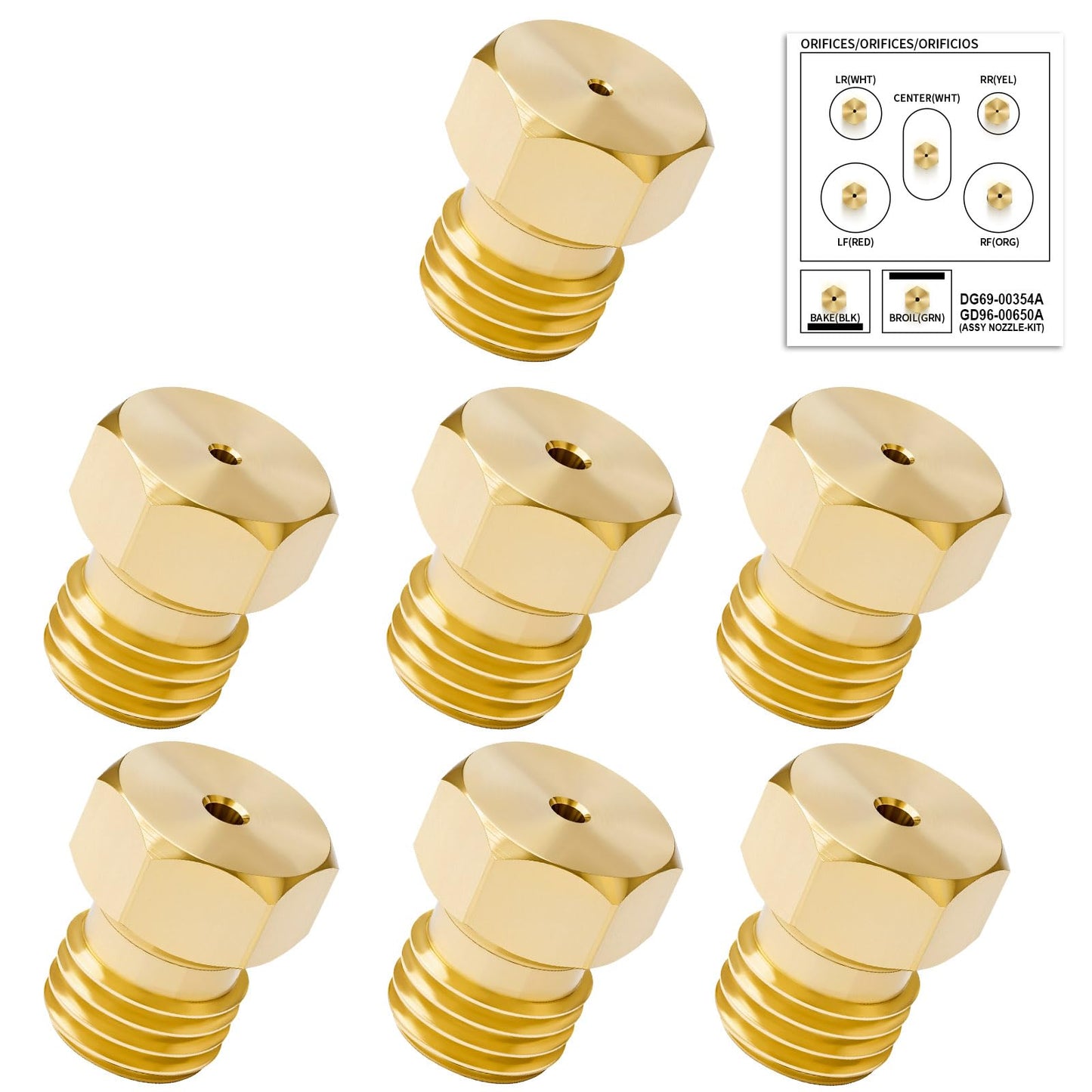 7PCS Burner Orifices DG96-00650A Nozzle Kit for Samsung Gas Range LP Conversion Kit DG69-00354A NX58M6630S NX58M6630S
