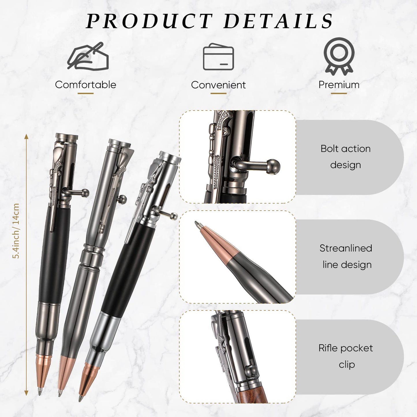 Crtiin 6 Sets/18 Pcs Bullet Pens Fathers Day Men Gifts Bulk Bolt Action Ballpoint for Gun Lover with Pen Gift Box and Black Ink Refills Office Decor Gift from Daughter Son for Dad Grandpa Husband