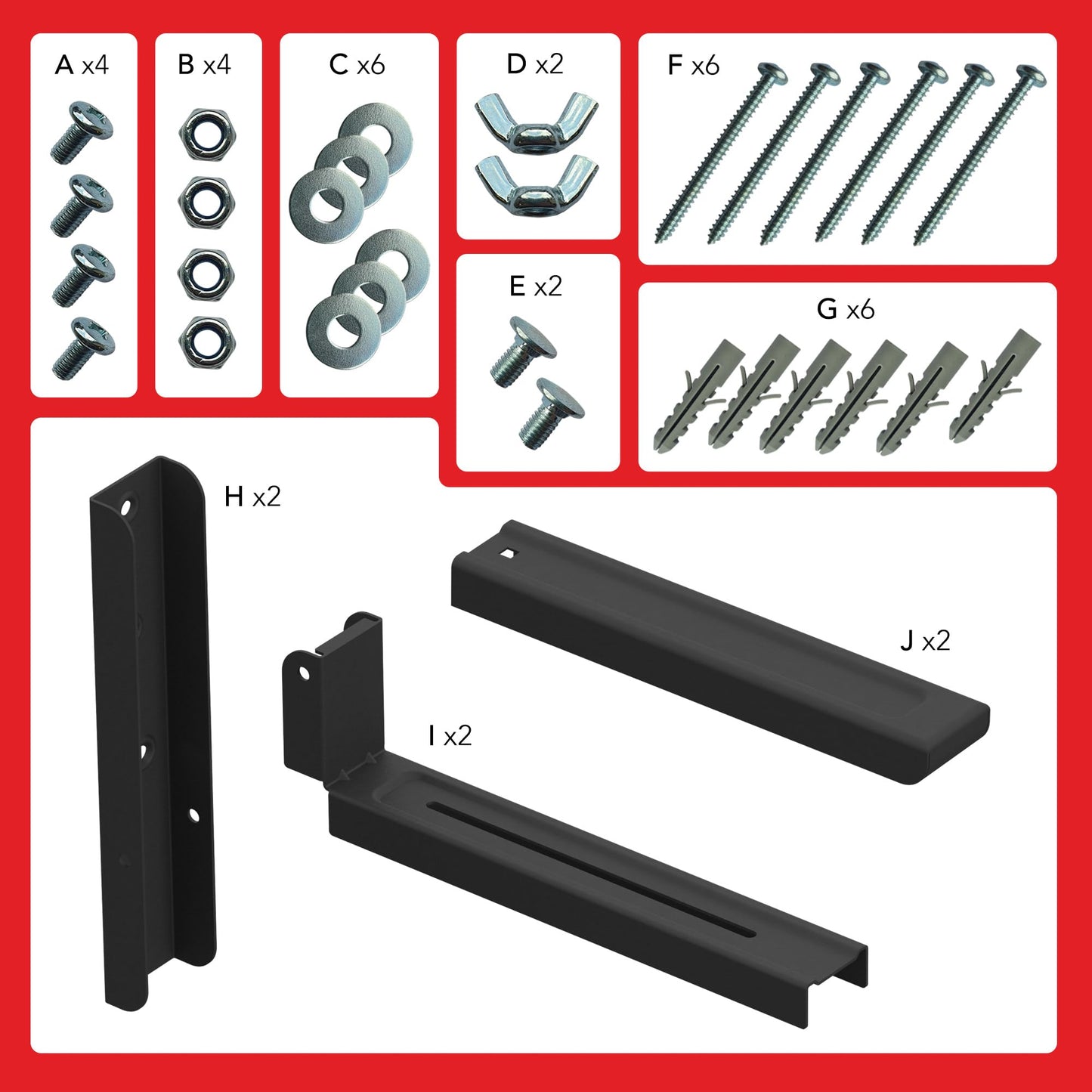 AVF Wall-Mounted Microwave Oven Brackets – Universal Fit, Heavy-Duty Black Steel – Adjustable Arms Hold Up to 99 lbs – Set of 2 Microwave Shelf Support Brackets