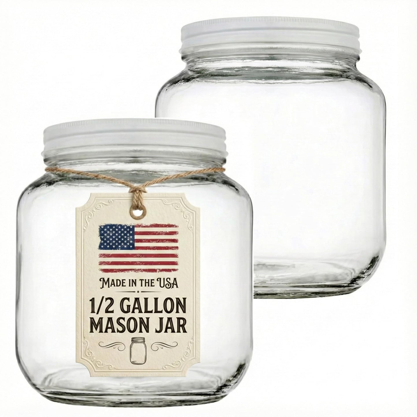64 oz Mason Jars Wide Mouth - 1/2 Gallon Glass Jar with Lid - Large Mason Jar for Canning, Brewing, Pickling, Storage - Big Mason Jar Made in USA (2 Pack)