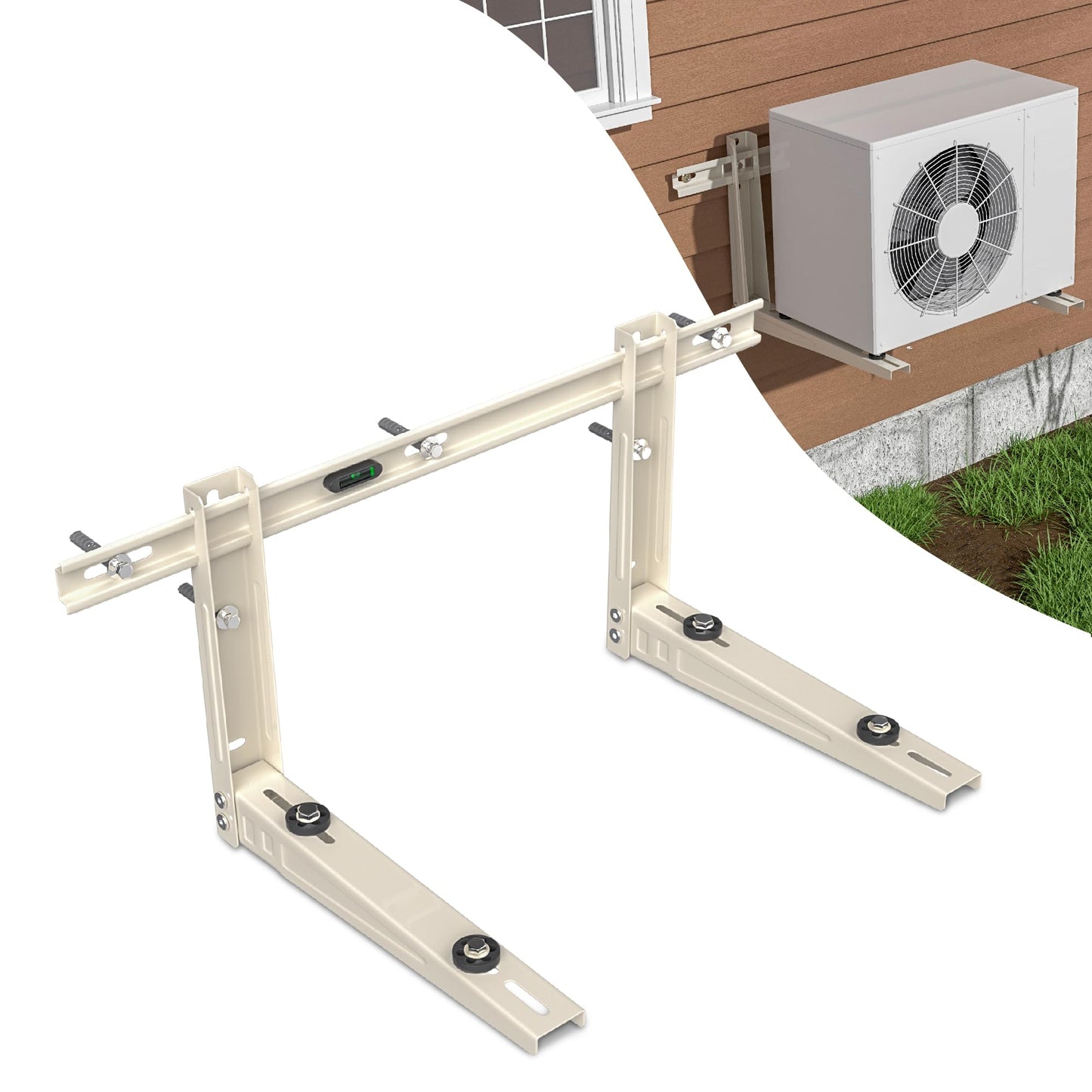 Mini Split Wall Mounting Bracket: AC Wall Mount Bracket for 7000 to 12000 BTU Outside Minisplit Ductless Air Conditioner, Heavy Duty Mini Split HVAC Heating System Bracket, Max 400lb Capacity