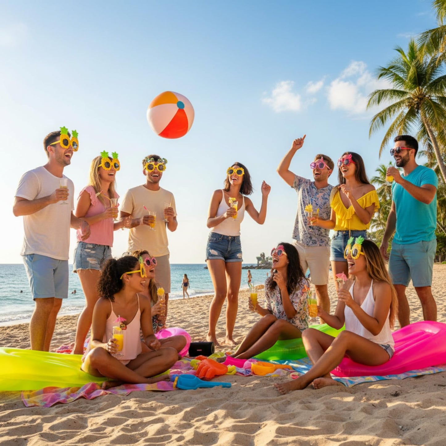 Marsui 48 Pairs Funny Sunglasses Hawaiian Glasses Bulk Luau Sunglasses Adults Party Pack Photo Booth Props Hawaiian Party Favors Accessories Summer Beach Tropical Supplies Decorations