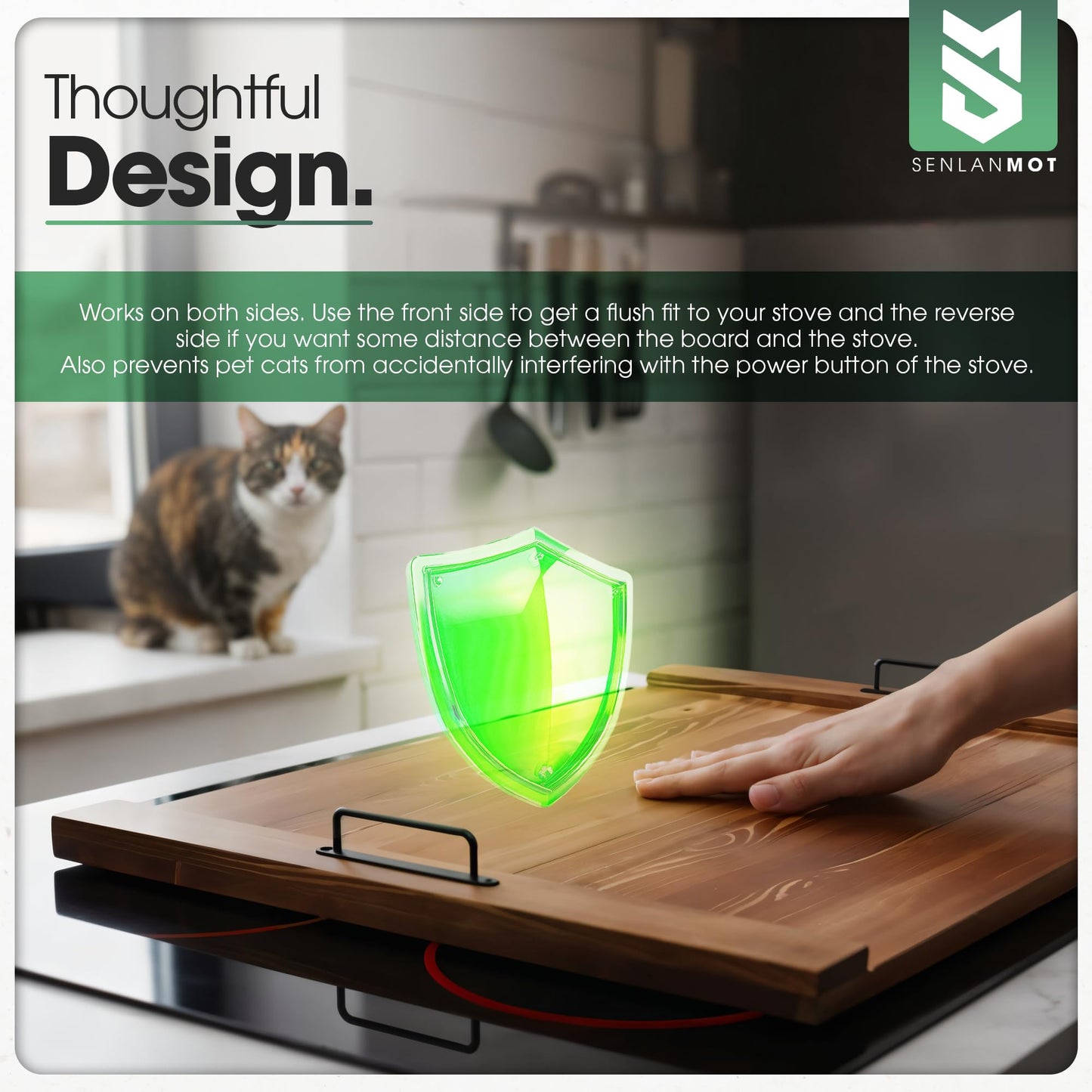 SenlanMot Electric & Gas Stove Top Cover Noodle Board – Large Pine Stovetop Cover & Decorative Tray with Handles – Multi-Functional Kitchen Cutting Board & Modern Home Accessories 30.3"x21.7" (1 Pc)