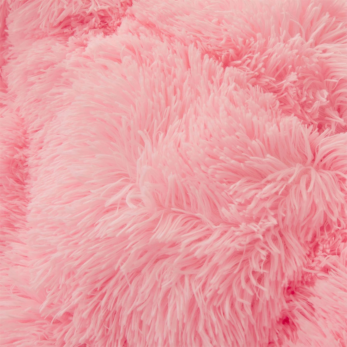 FOPPA Fluffy Faux Fur Pink Comforter Cover Set Queen - Ultra Soft Plush Pink Bedding Sets 3 Pieces (1 Fluffy Duvet Cover + 2 Faux Fur Pillow case) Cute Bed Set (Light Pink, Queen)
