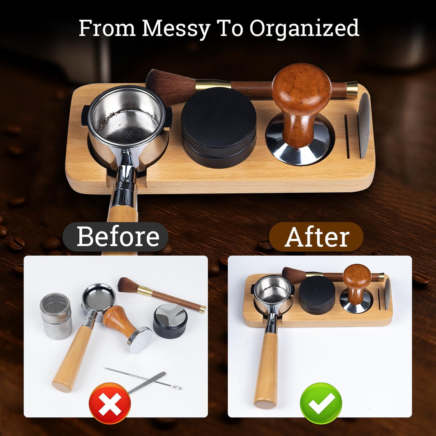 28PCS Espresso Accessories Kit,51mm Espresso Tamper Tools,Includes Wood Station,Distributor,Stirrer,Dosing Funnel,Brush,Puck Screen,Frothing Pitcher,Latte Pen,Powder Ring,Towel,Decorative Stencils