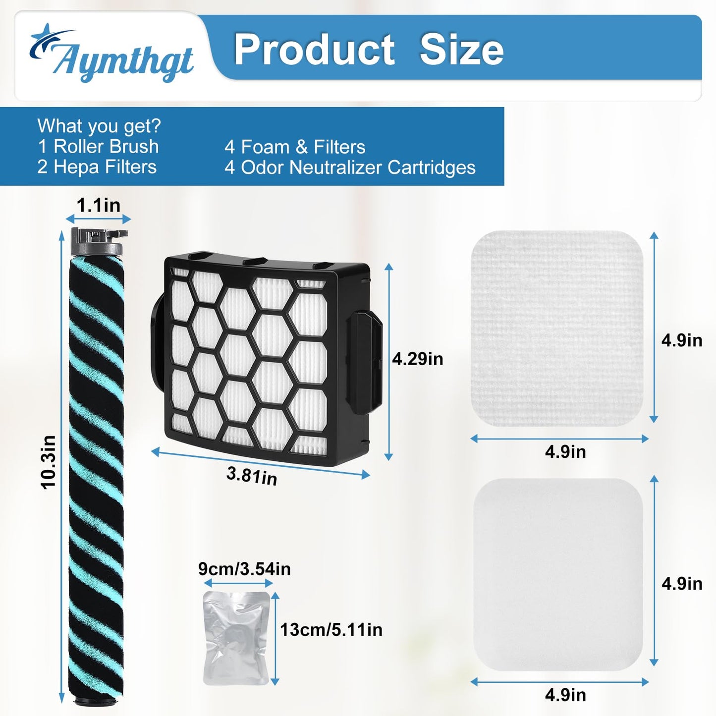 Aymthgt LA802 Brush Roller and Filter Set for shark LA802 Detect Pro Lift-Away Duo Clean Vacuum, 1 Brush Roller + 2 Filter + 4 Foam Felt Filters + 4 Odor Neutralizer Cartridges, Parts XFFK320 XHF320