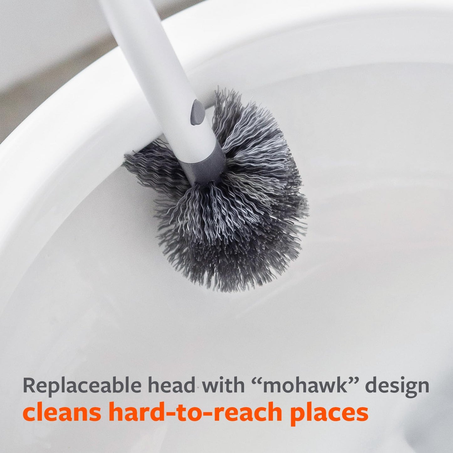 Full Circle Scrub Queen, Bathroom Toilet Brush with Ceramic Holder and Instant-Dry Coating for Mold & Mildew Prevention, More Hygenic Toilet Cleaning Scrubber, Replaceable Head, White