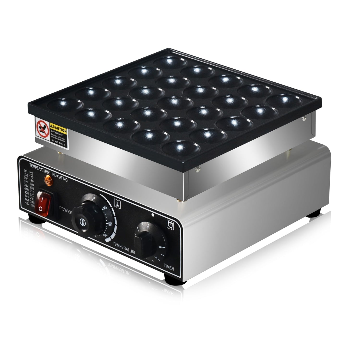 110V US Commercial 25PCS Mini Pancake Maker,950W Mini Dutch Pancake Maker,Non-stick,Dutch Poffertjes Grill,Stainless Steel,Breakfast,Snacks,Desserts.