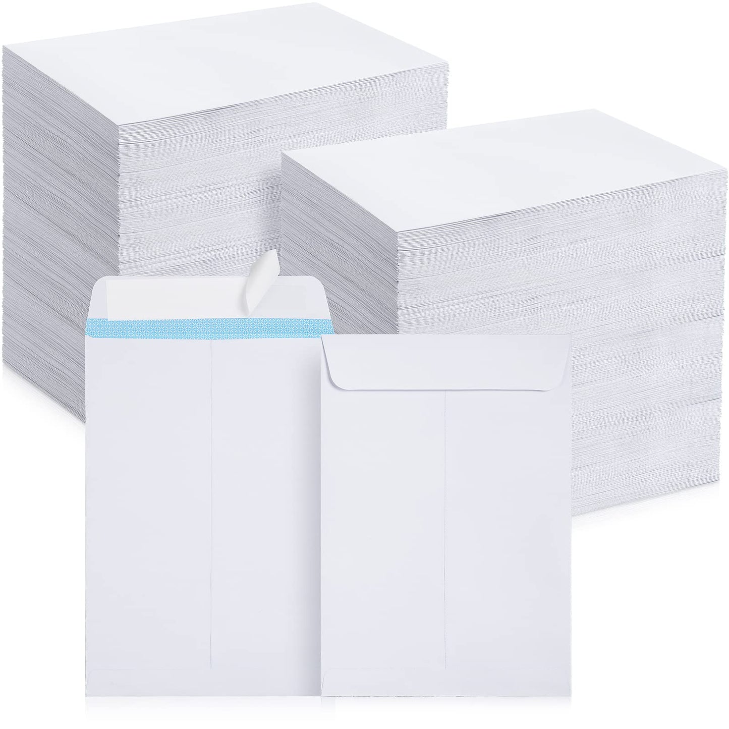 500 Pcs 6 x 9 Self Adhesive Security White Catalog Envelopes 27lb Designed for Secure Mailing Securely Holds Small Booklets, Catalogs, Cards, or Brochures with Strong Peel and Seal Flap