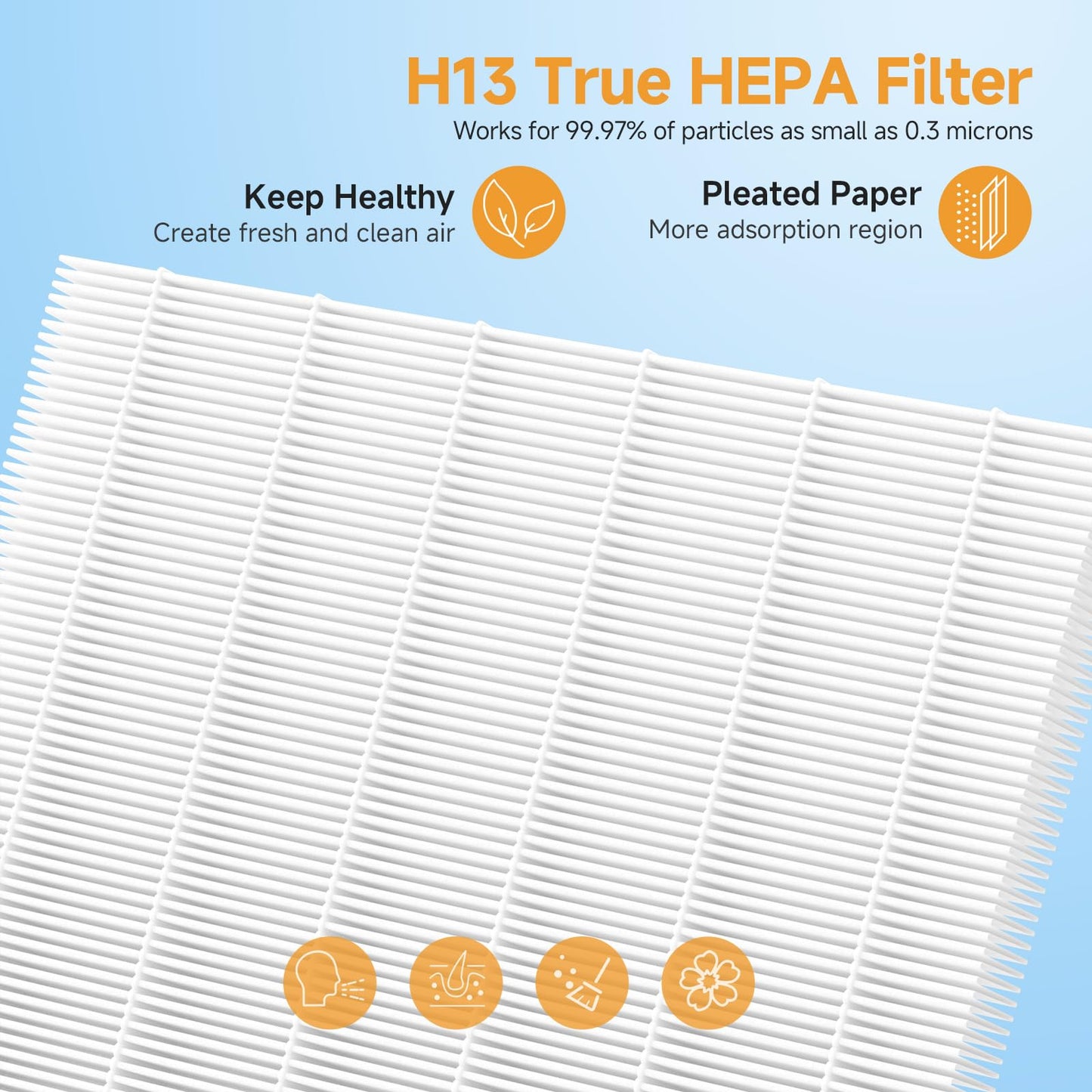 IC-4524 Replacement Filter Compatible with InvisiClean Claro Air Purifier IC-4524, for Home Large Room, Bedroom, True HEPA Replacement Filter with Pre-Filter, 2 Pack