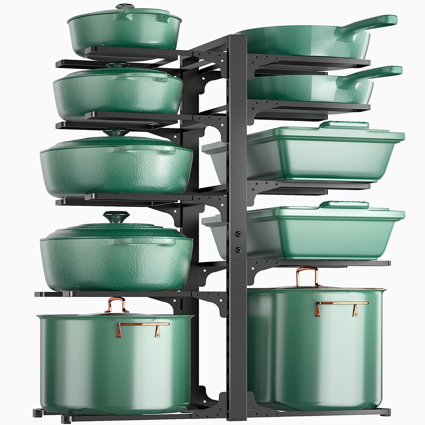 ORDORA Pots and Pans Organizer under Cabinet 23.62" Height, 10-Tier Kitchen Cabinet Organizers and Storage, Heavy Duty Pots and Pan Storage Rack Organizer inside Cabinet, Adjustable Pot Rack