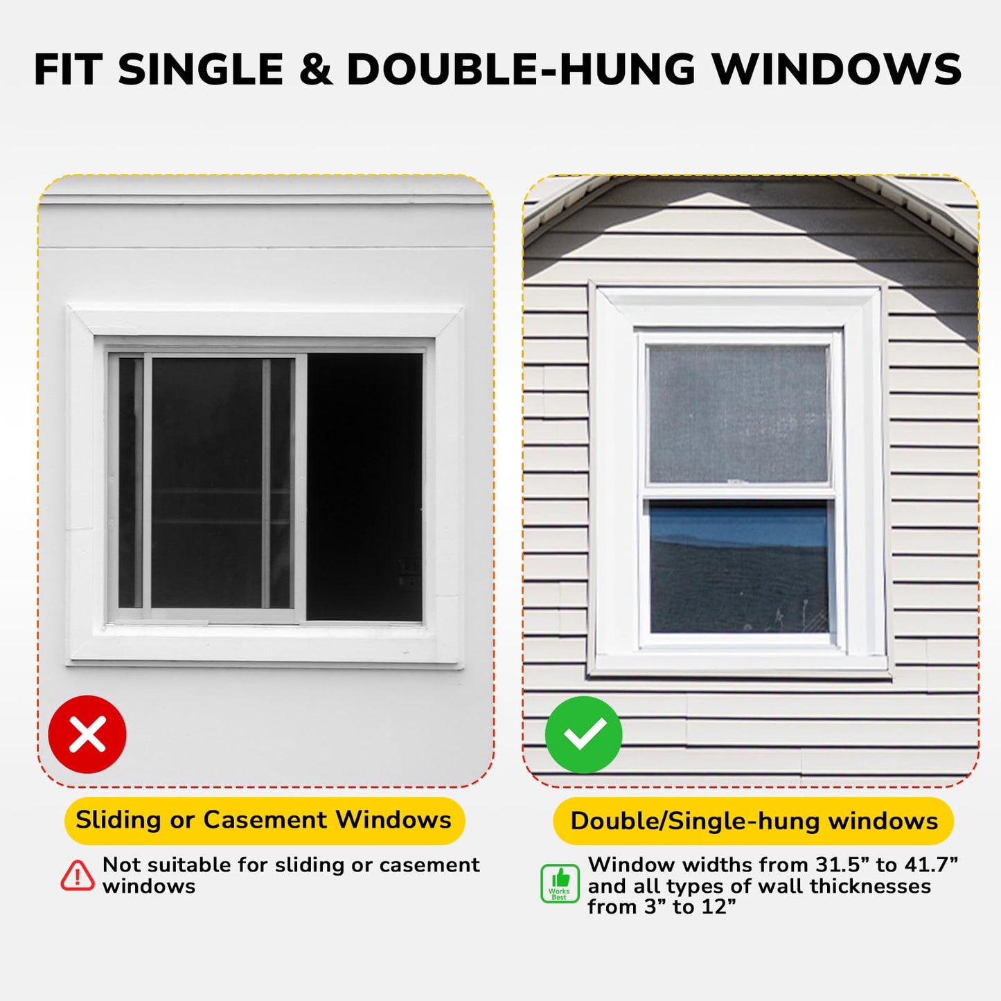 KAINGA Window Air Conditioner Support Bracket No Drilling, No Tools, Window AC Bracket, Adjustable Wall Mount, Quick Install, Up to 220lbs, Fit Single & Double-Hung Windows
