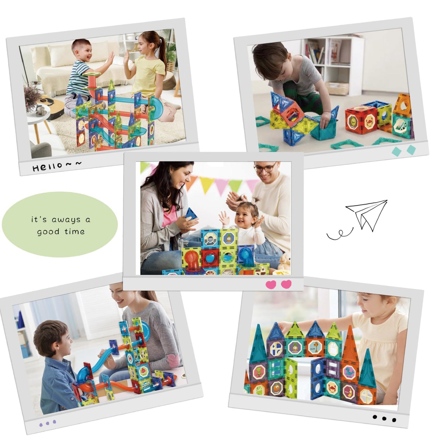 Magnetic Tiles Building Blocks Toys for Kids,144 PCS Magnet STEM Construction Set with LED Lights & Marble Run | Educational Learning Creative Gifts for Kids Ages 5-12 Boys and Girls