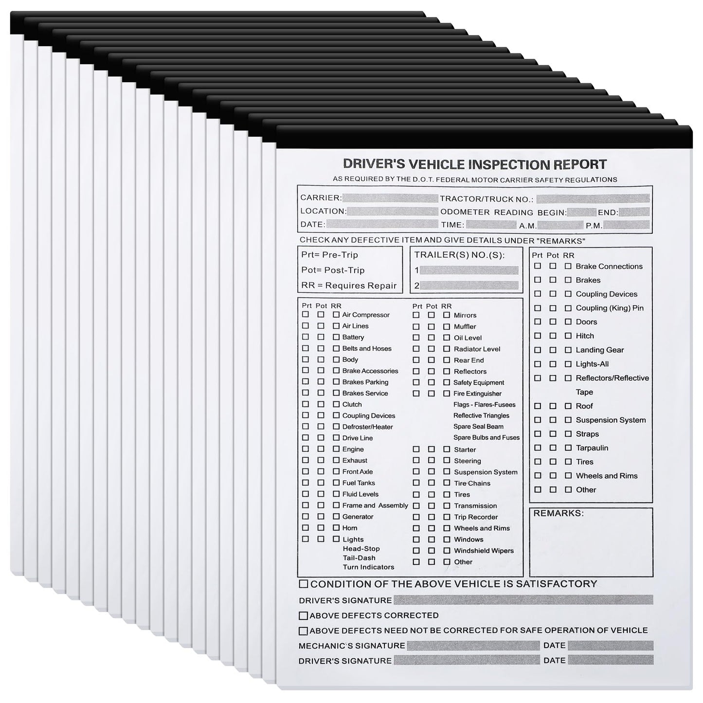 Motiskyy 20 Pack Detailed Driver's Vehicle Inspection Report Book 5.5 x 8.5 Daily Pre Trip Inspection Report 2-ply Carbonless for Drivers and Truckers, 31 Sets of Forms per DVIR Book