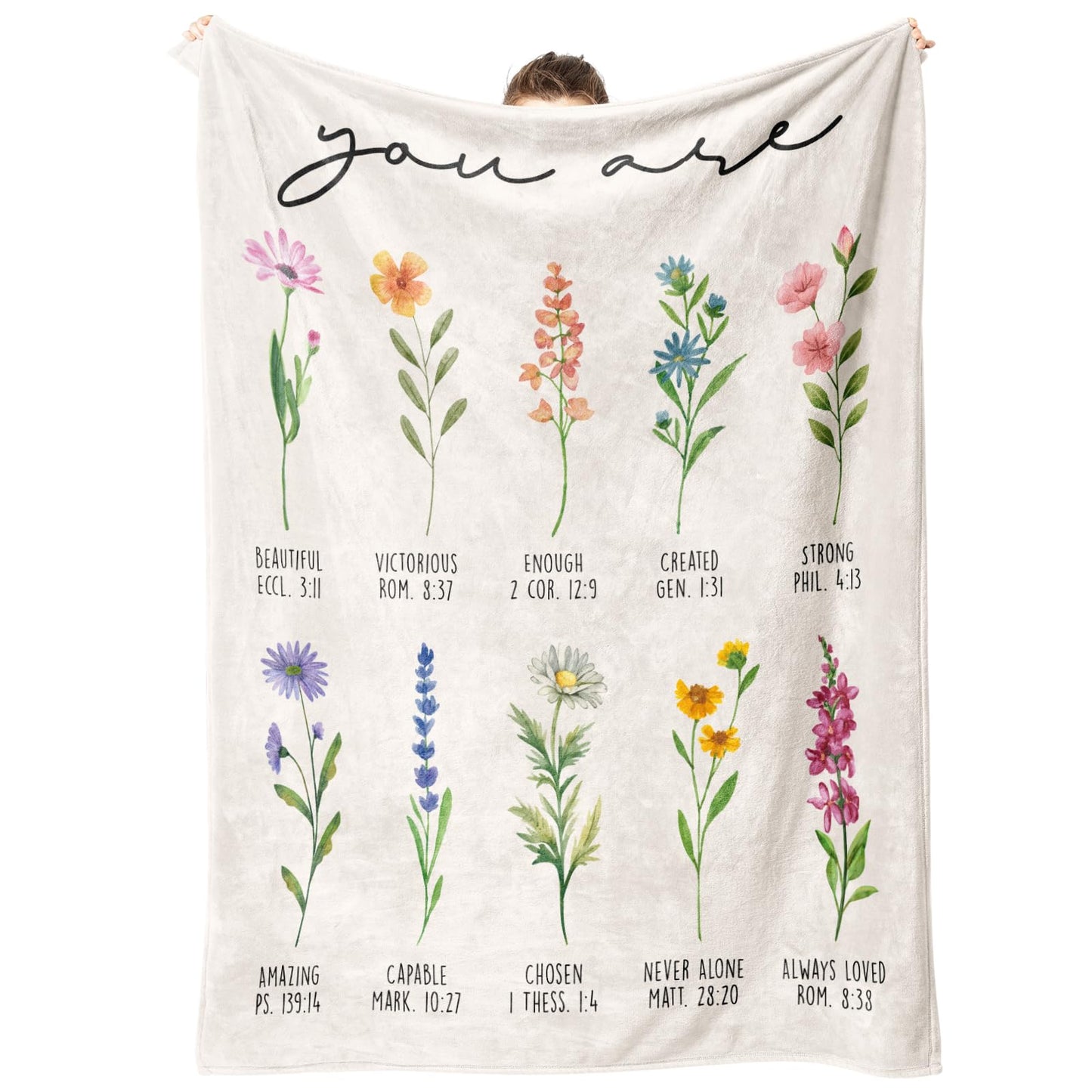 Afterprints Christian Gifts for Women, Christian Blanket with Flowers, Birthday Gifts for Women, Inspirational, Religious Gifts for Sister, Friend, Daughter, Mom, Soft Throw Blankets 60" x 80"