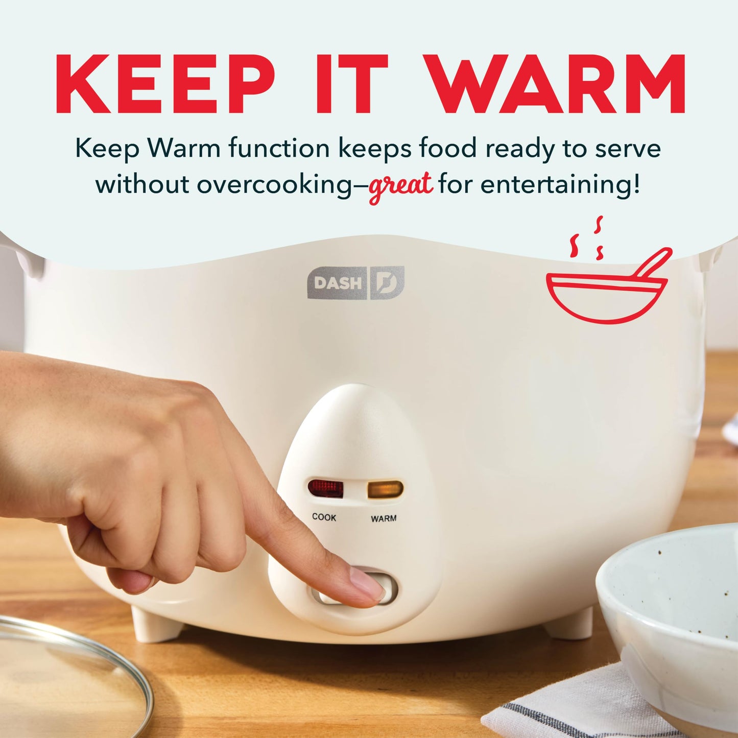 Dash Family Sized Rice Cooker - Large-Capacity Rice Cooker - Features Ceramic, Nonstick Surface & Keep Warm Function - Great for Convenient Meal Prep & Family Meals - 20-Cup Capacity