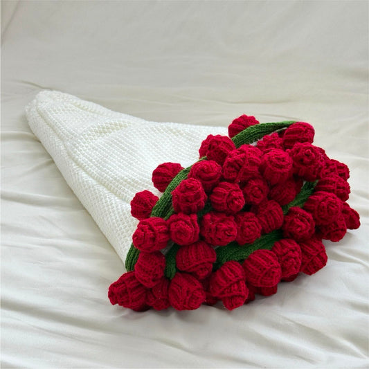 SoffMoiis Crochet Flowers Bouquet Blanket, Handmade Rose Blanket, 32 Inch Round Floral Soft and Romantic Gifts for Birthday, Mother's Day,Valentine's Day, Home Decor, Bed, Sofa