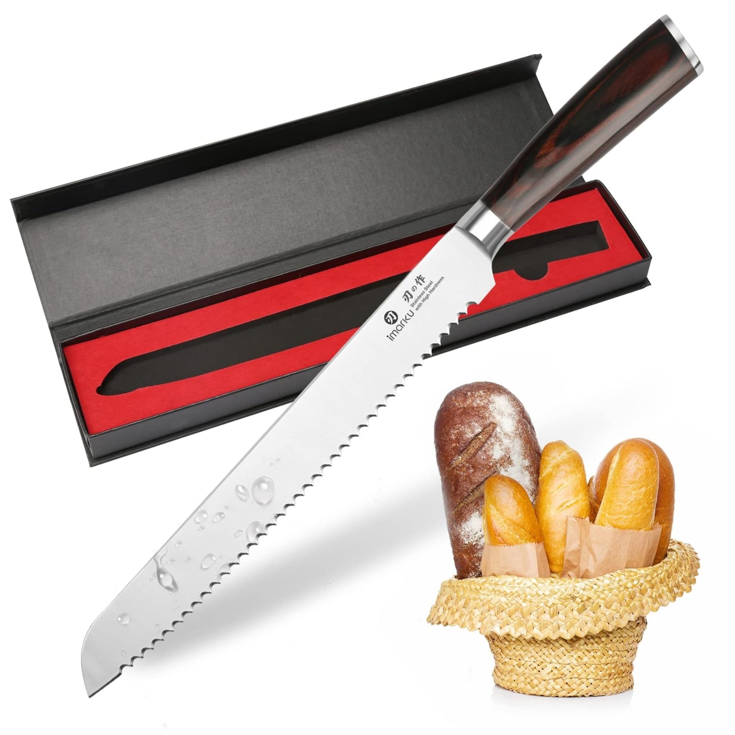 imarku Bread Knife, German High Carbon Stainless Steel Professional Grade Bread Slicing Knife, 10-Inch Serrated Edge Cake Knife, Bread Cutter for Homemade Crusty Bread, Fathers Day