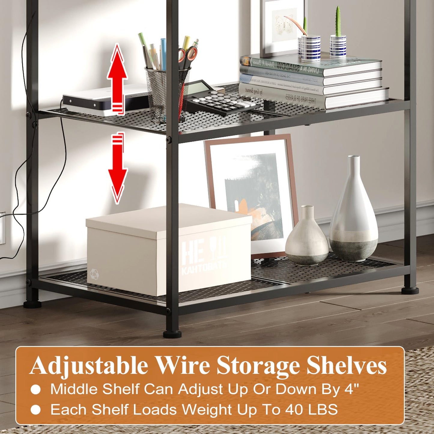 23 Inch to 50 Inch Floor Small Corner TV Stand with Storage Shelves for Living Room Bedroom, Universal Floor Television Stands with Mount, Farmhouse Black TV Table Desk Shelf for Small Spaces