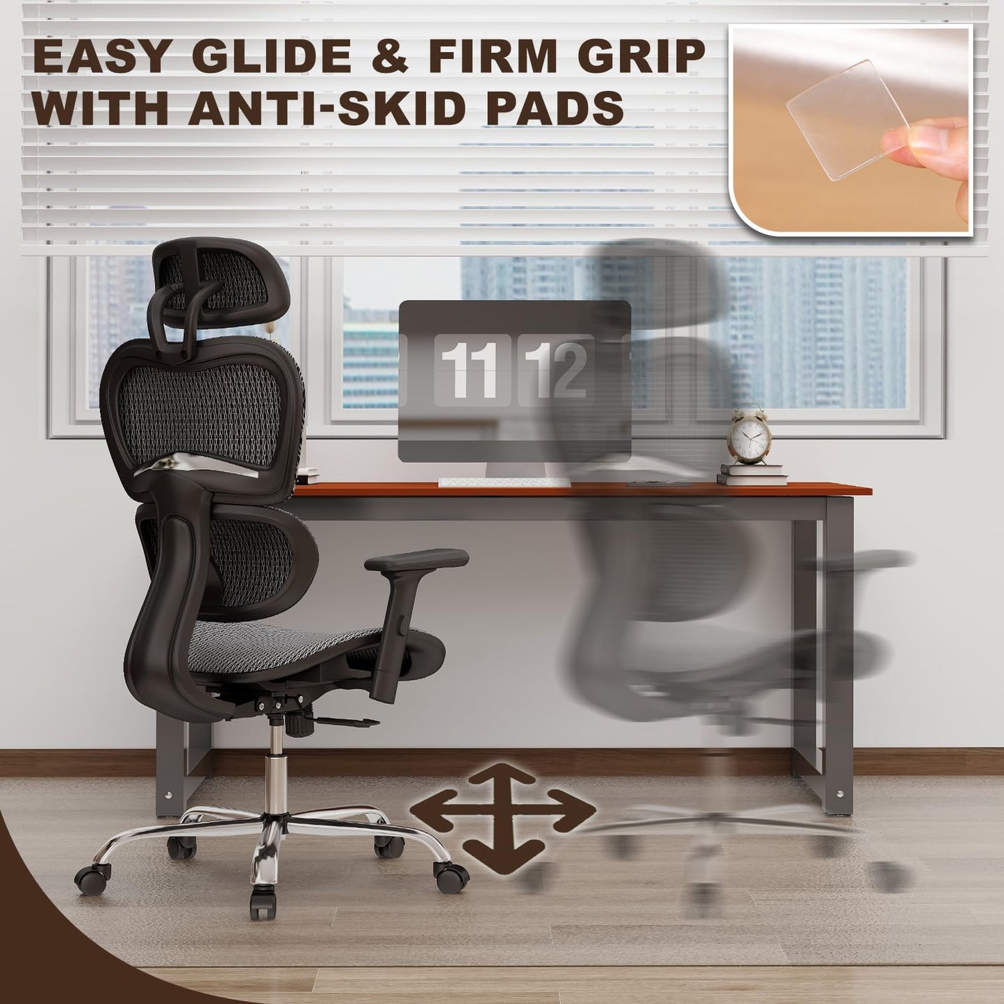 Clear Office Chair Mat, 36"x48" No Slip Vinyl Desk Chair Mat for Hard Floors, 2mm Thick Heavy-Duty Computer Floor Mat, Waterproof Rolling Chair Floor Protector for Home Office