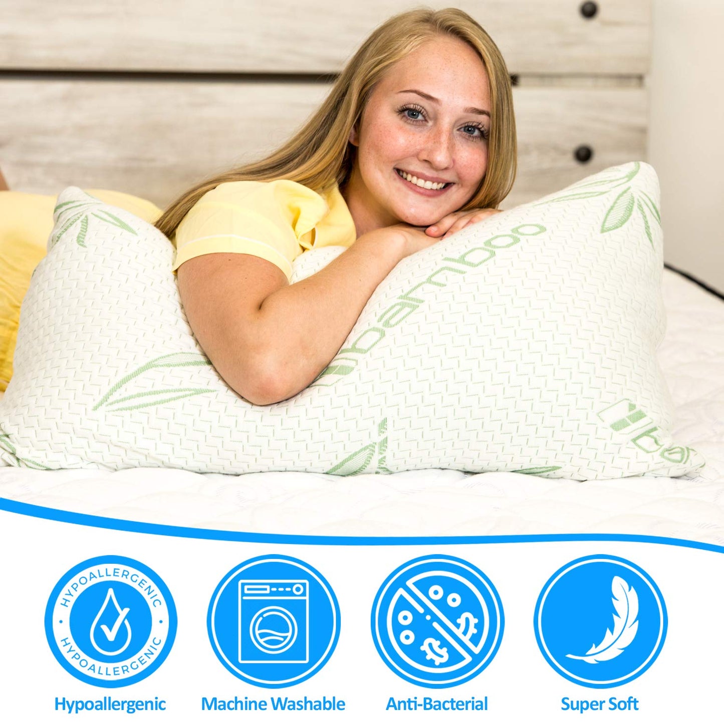 Elif King Size Pillows for Sleeping, Set of 2 – Cooling Shredded Memory Foam Pillows with Removable Cover for Back, Stomach & Side Sleepers, Rayon Derived from Bamboo, King (2 Pack)