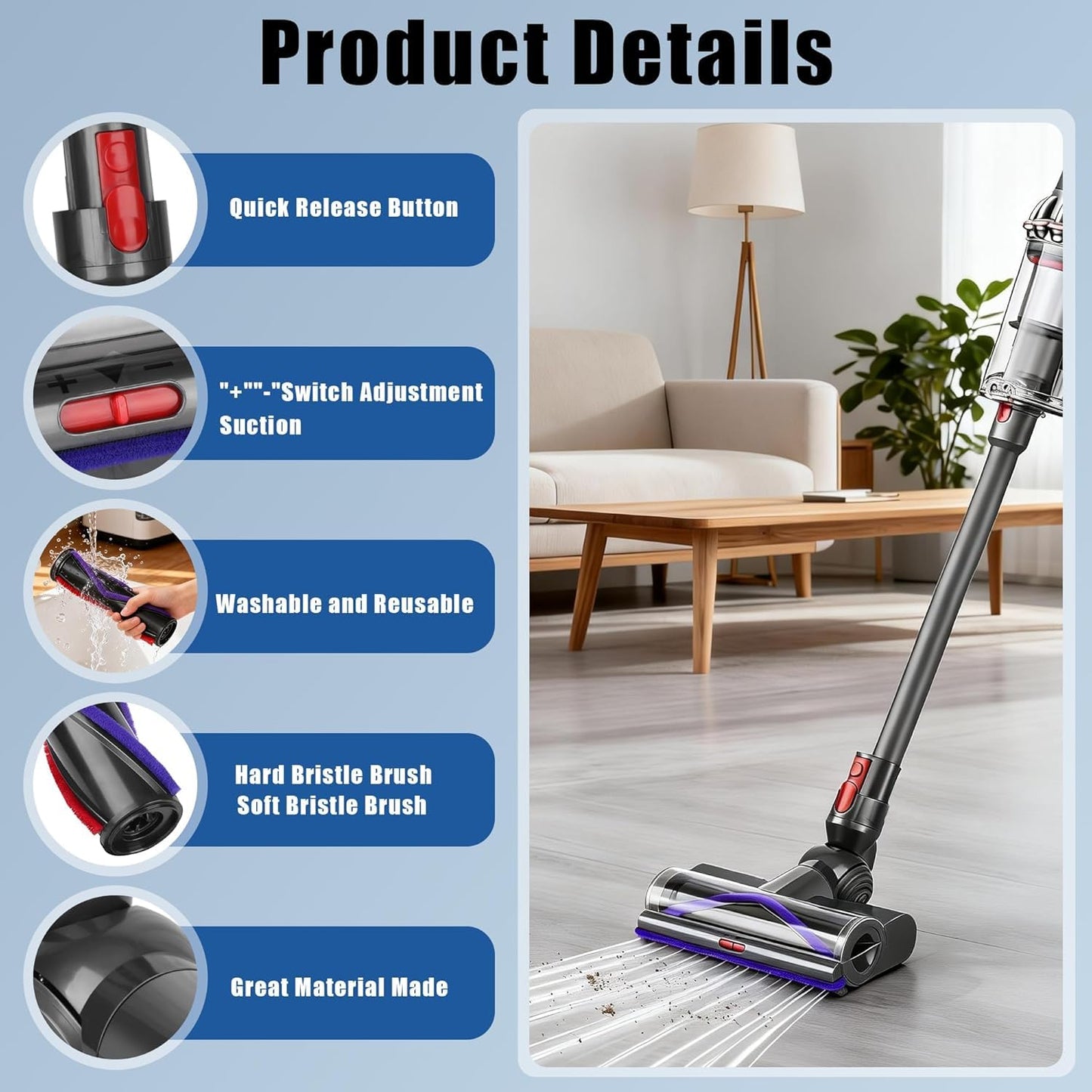 JYJZPB V8 V11 Head Replacement Compatible with Dsyon V7 V8 V10 V11 V15 & V11 Outside Direct Drive Cordless Vacuum, Replace for Dyson SV10 SV11 SV12 SV14 Roller Attachment Parts