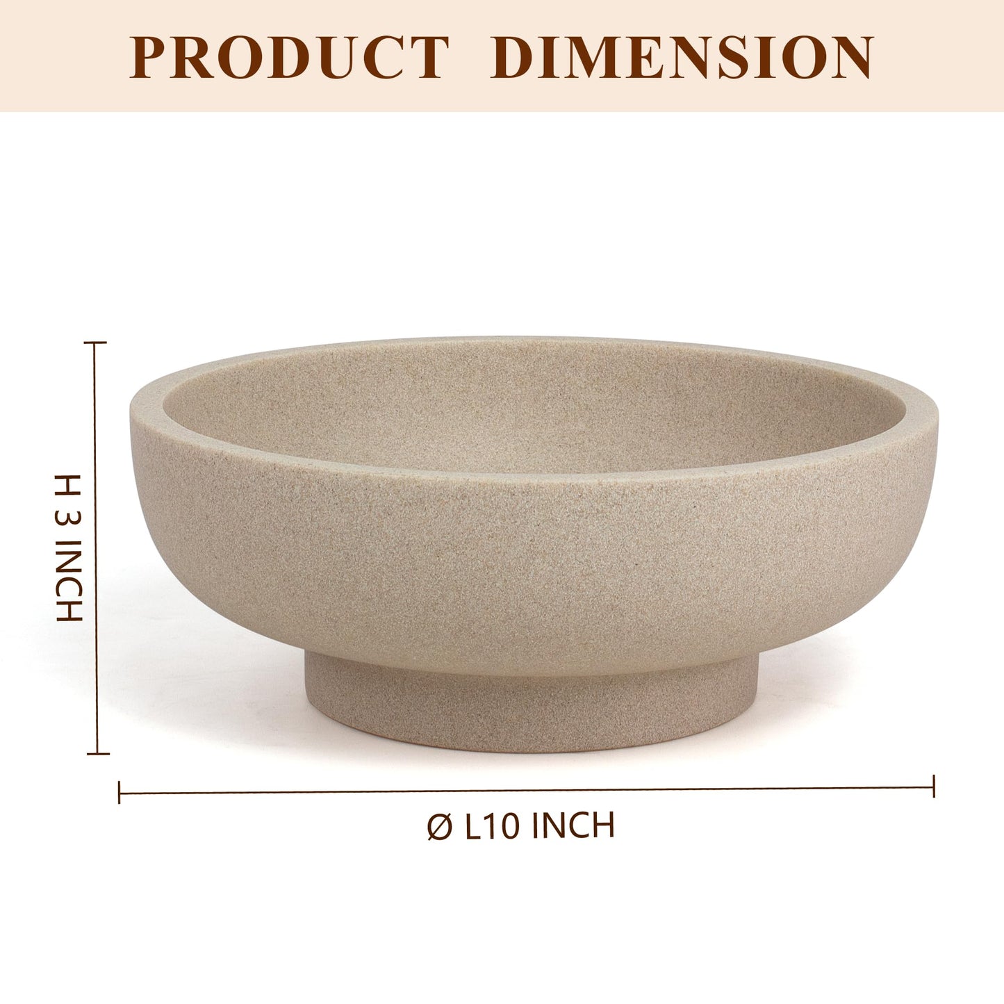 YMXYJM Large Decorative Bowl, Modern Handicraft Resin Bowls for Home Decor, Decorative Fruit Bowl for Kitchen Counter, Stylish Key Bowl for Entry Table, Artificial Stone Beige
