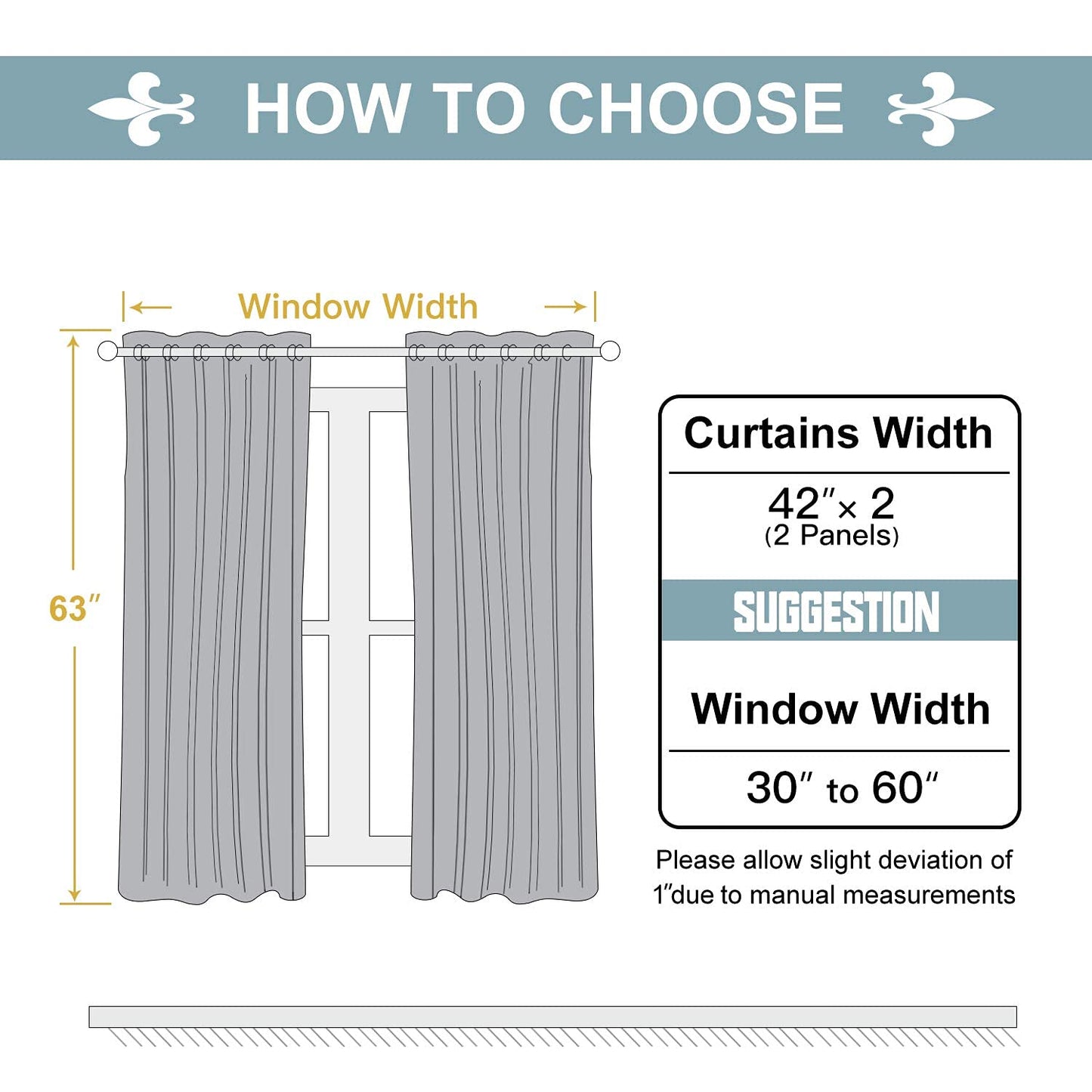 ChrisDowa Grommet Blackout Curtains for Bedroom and Living Room - 2 Panels Set Thermal Insulated Room Darkening Curtains (Black, 42 x 63 Inch)