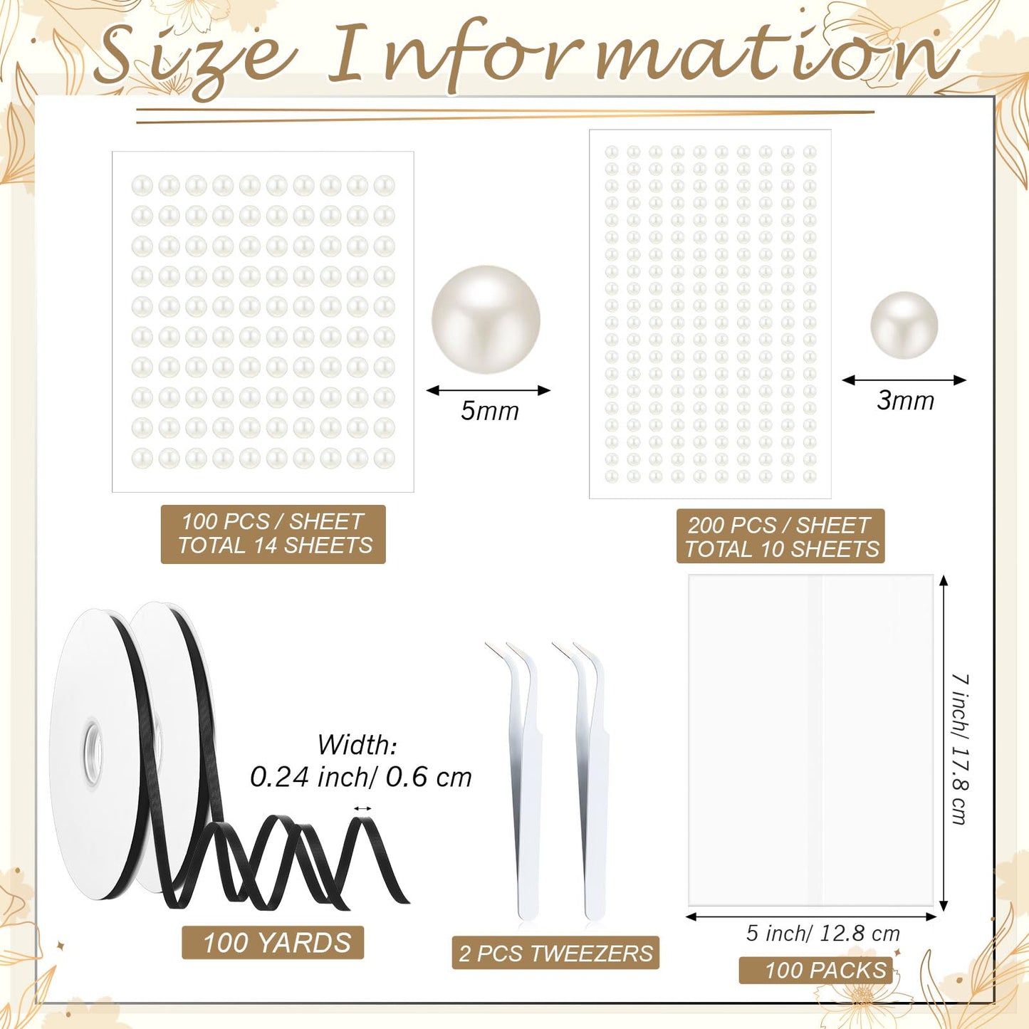 Faccito 100 Pcs Pre Folded Vellum Jackets for 5x7 Invitations Wedding Invitation Vellum Paper, Pearls Stickers, Ribbon, Tweezers, Envelope Tissue Paper Inserts for Wedding Birthday DIY Craft (Simple)