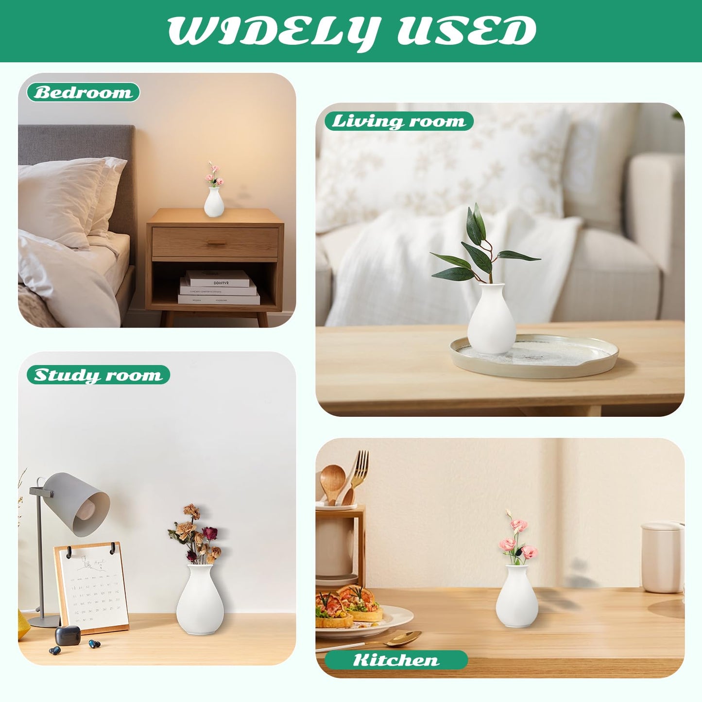 15 Pack White Ceramic Bud Vases Bulk, 3.9 Inch Premium Boho Small Flower Vases White Ceramic Vases for Centerpieces for Pampas Garss Dry Flowers Home Wedding Table Decor