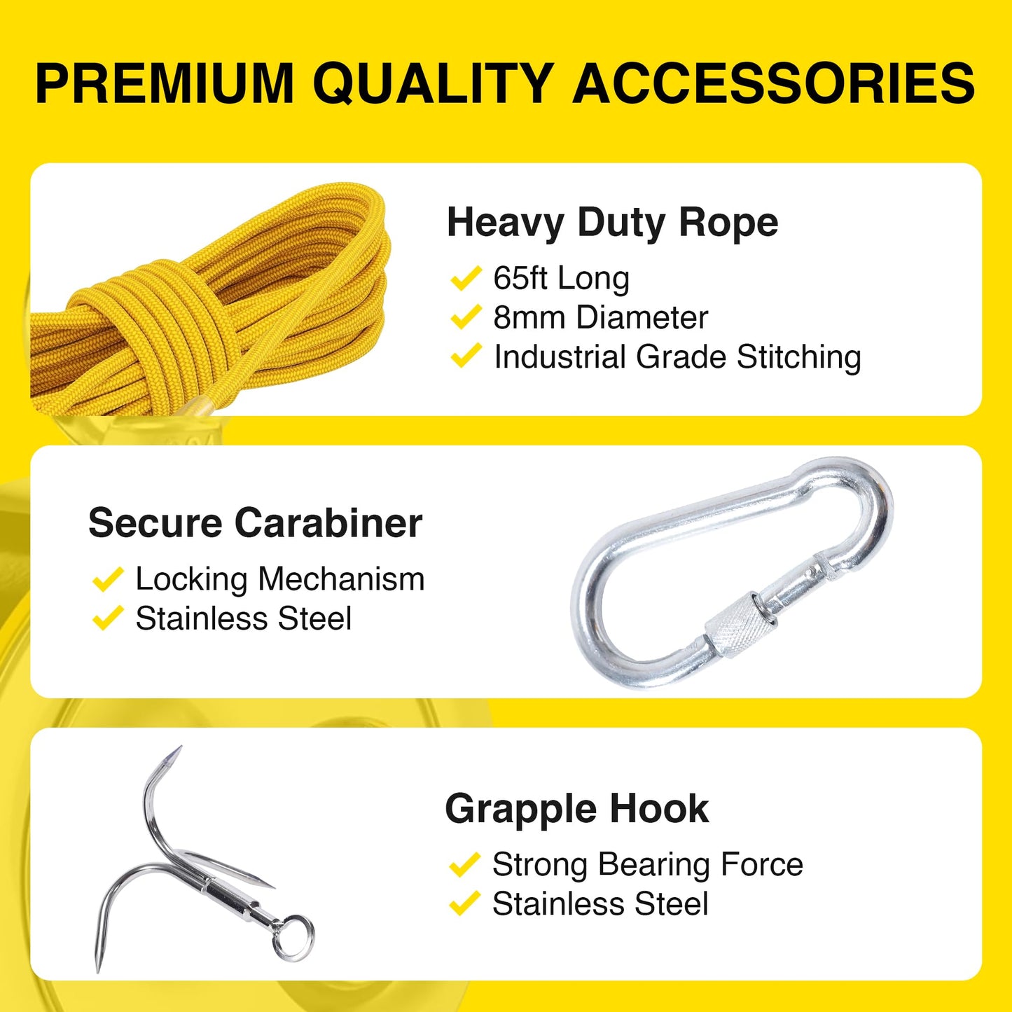 1320LB’s Complete Magnet Fishing Kit | Double Sided Fishing Magnet Kit with Case | Includes Strong Neodymium N52 Magnets, Durable 65ft Rope, Carabiner, Gloves, Grappling Hook & Carry Case