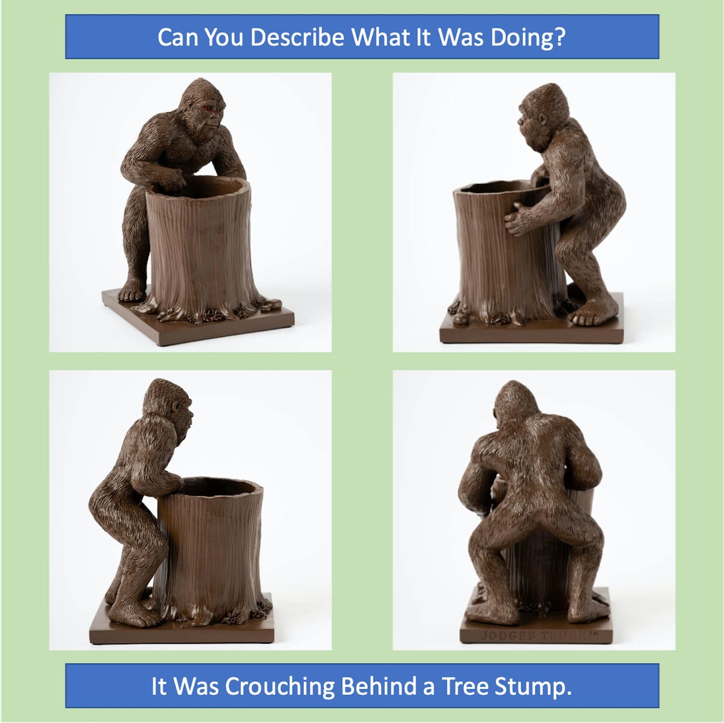 Bigfoot Pen Holder and Pencil Holder for Desk – Sasquatch Makeup Brush and Toothbrush Holder – Wood Ape Succulent Pot and Planter for Indoor Plants – Bigfoot Gifts and Merchandise for Believers