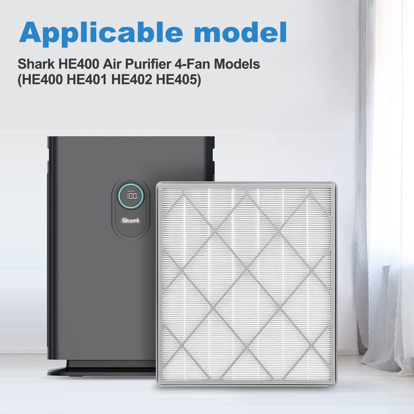 （2 Packs）HE401 Filter Replacement for Shark Air Purifier 4 Compatible with Shark 4 Fan Air Purifier HE400, HE401C, HE401NP, HE402, HE402AMZ, HE4FKPET, HE4FKPETMB, HE4FKPRO, HE402C