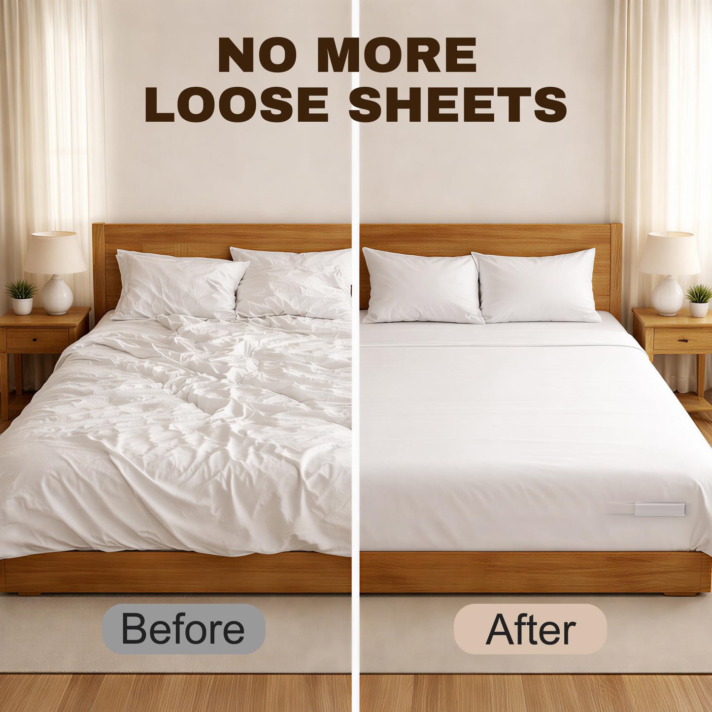 Bed Sheet Holders for Corners, 4PCS Fitted Sheet Holder Straps, Keep Sheets Firm & Tight, Heavy Duty Non-Slip Sheet Clips, Easy Install Lock Design, Fit All Mattress Sizes, No More Loose Sheets