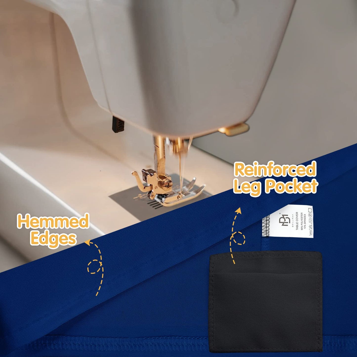 BRILLMAX 6 Pack Navy Blue Spandex Table Covers for 6 Ft Rectangle Tables - 180 GSM Thick Stretch Tablecloth Fitted, Reinforced Foot Pockets, Wrinkle Free Cloth for Wedding Banquet Party Trade Show
