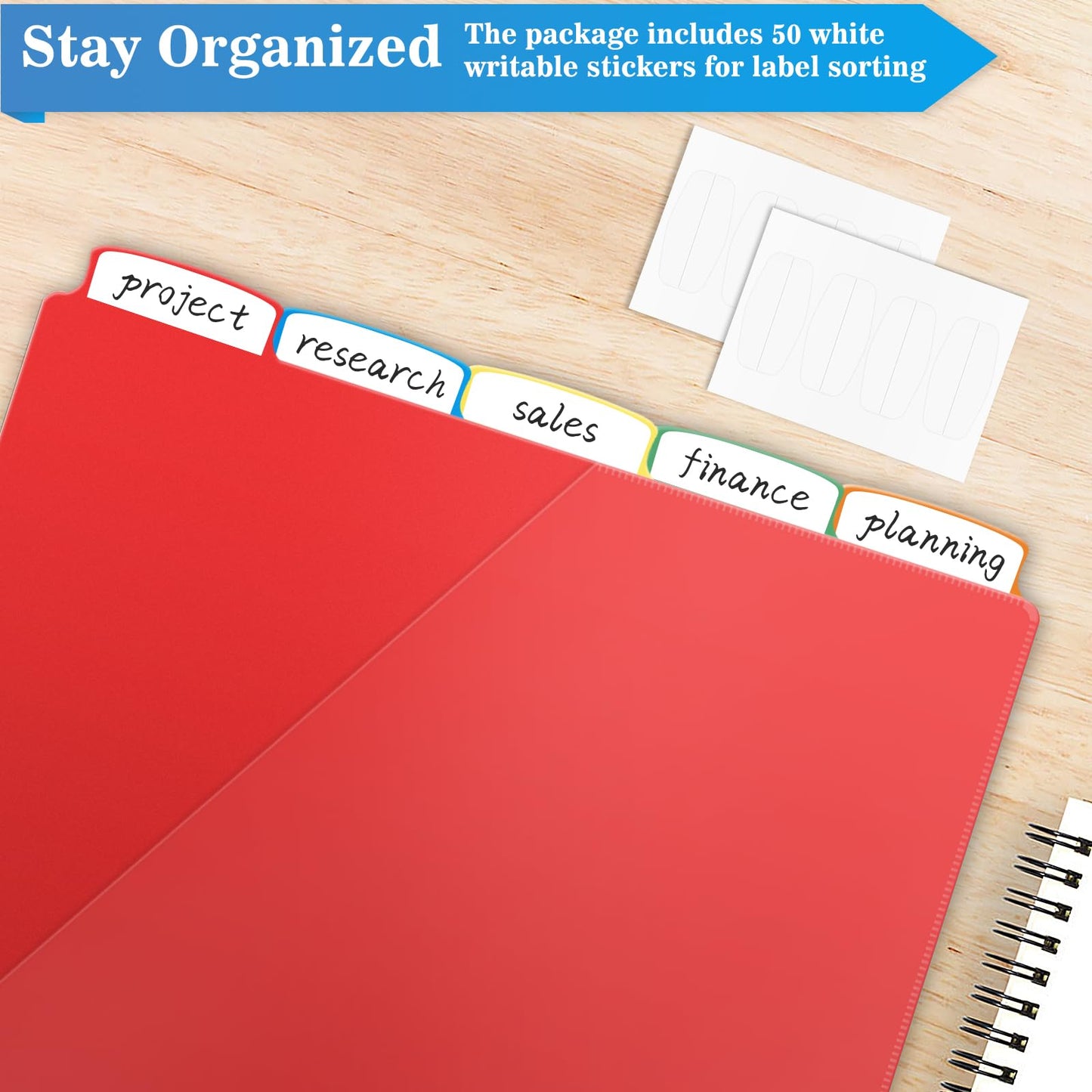 V-Opitos 24 Set 5-tab Index Dividers for 3 Ring Binders, Plastic Dividers with Clear Front Pocket, 120 Pcs Multicolor Dividers for School & Office Supplies