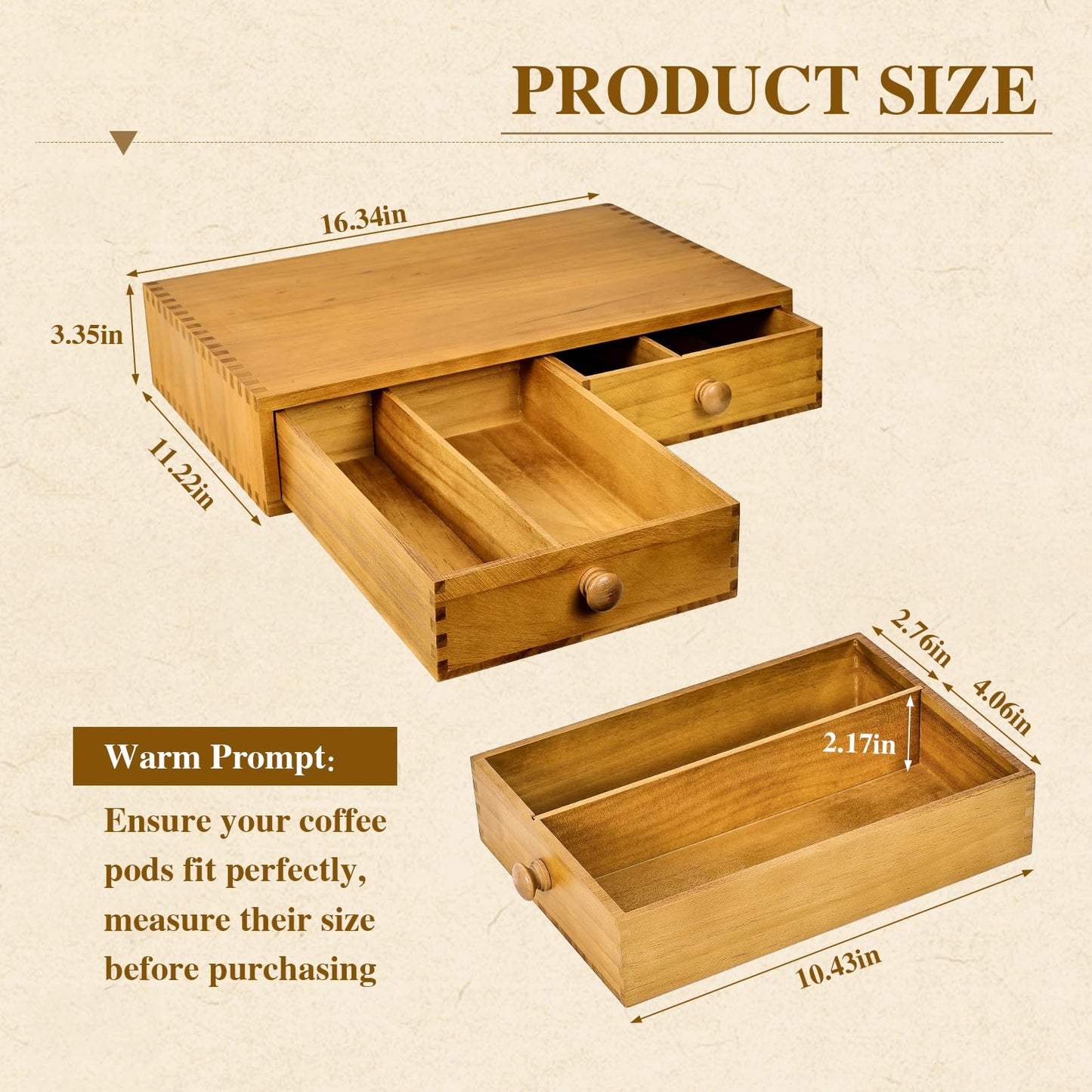 NANXITU K Cup Storage Organizer,Wood Coffee Pod and Tea Bag Holder,Kcup Drawer Coffee Maker Stand,Home Kitchen Counter Holds Up to 30 Pods Capacity