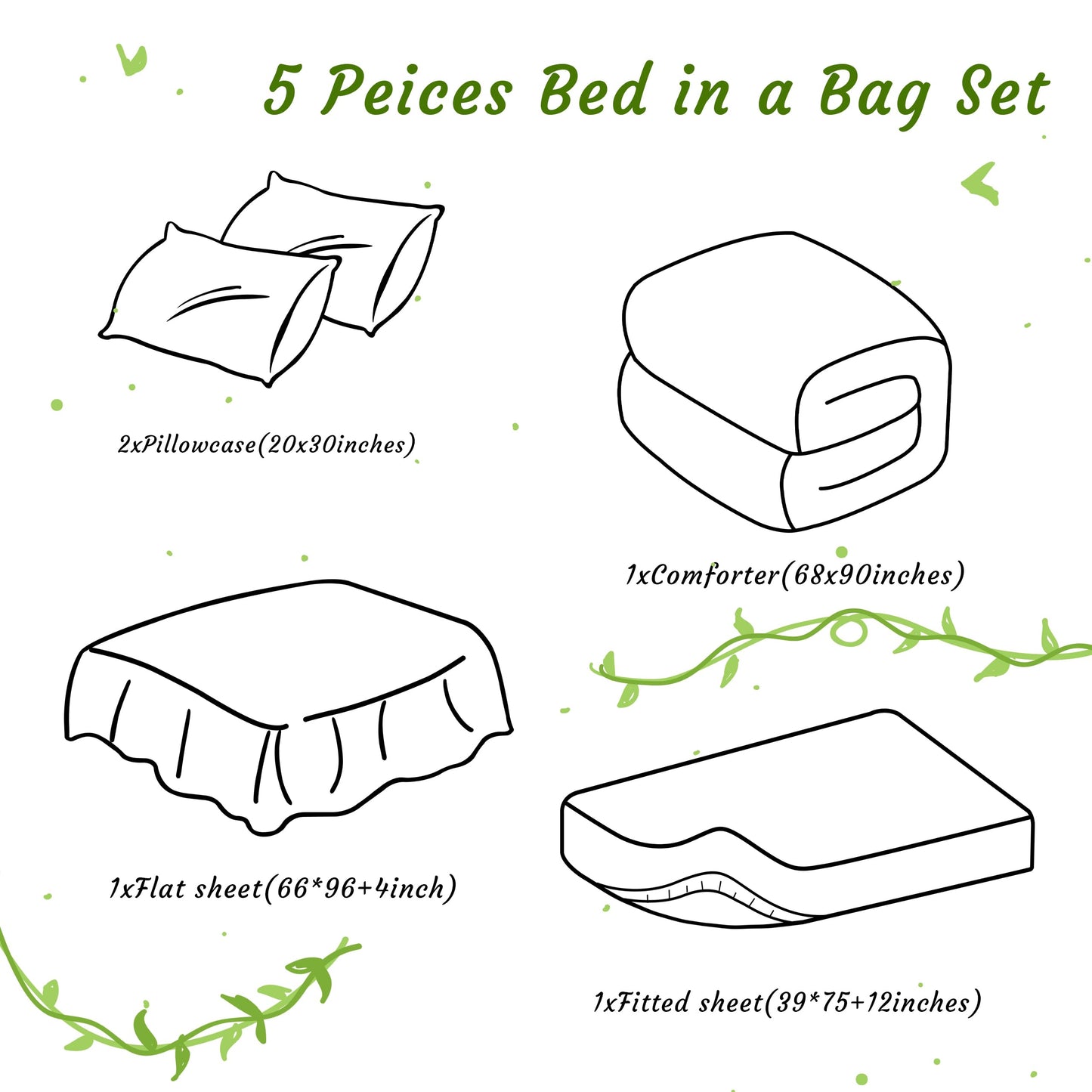 NTBAY Twin Comforter Set with Sheets, 5 Pieces Soft and Breathable Twin Bedding Set, Twin Bed in a Bag, Down Alternative Comforter Set Solid Color All Season, Kids Bedding Set, Light Purple