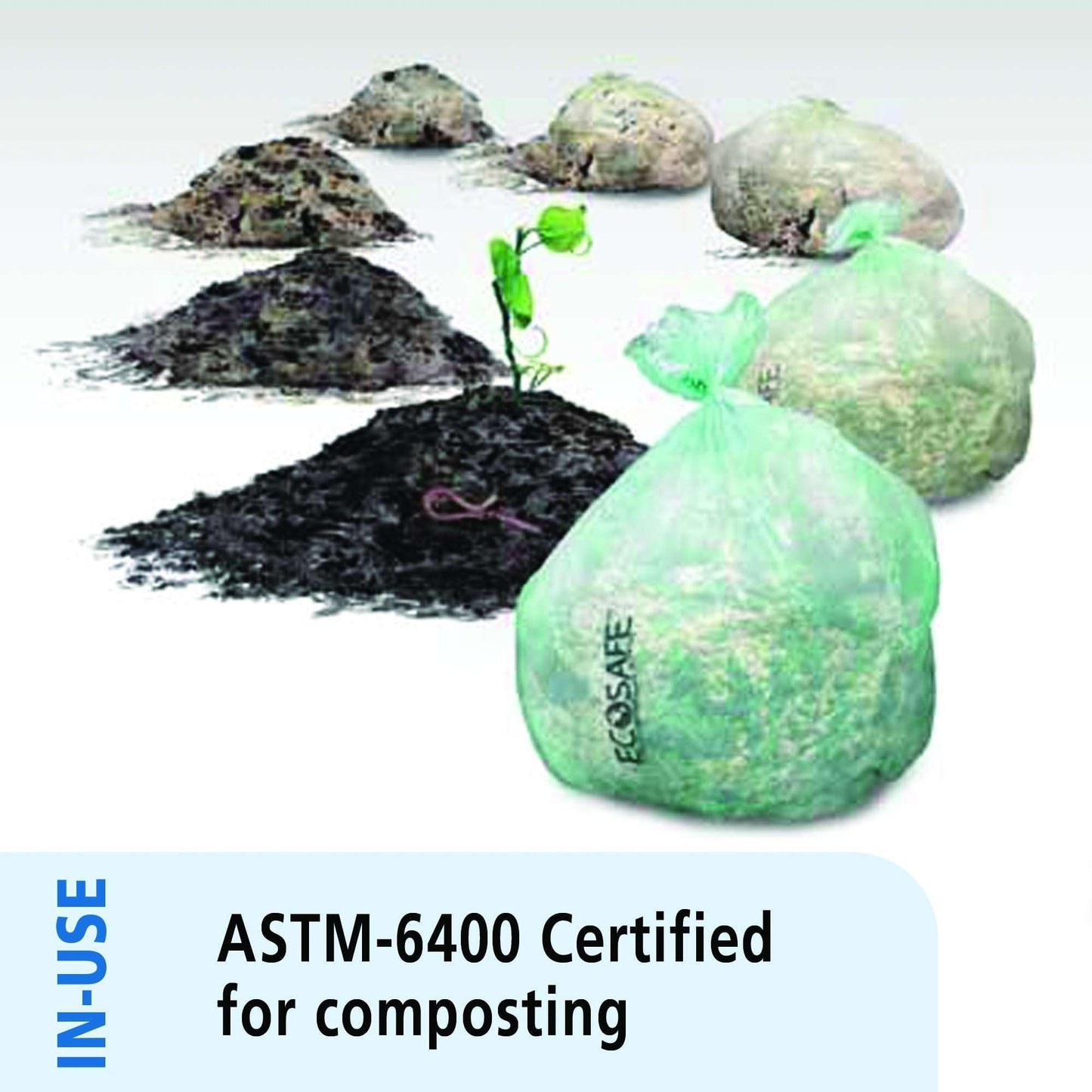 Stout by Envision Compostable Trash Bags, 30 Gallon 30" x 39", 48 Bags Per Case, ASTM6400, Green Bags, Made in America (E3039E11)