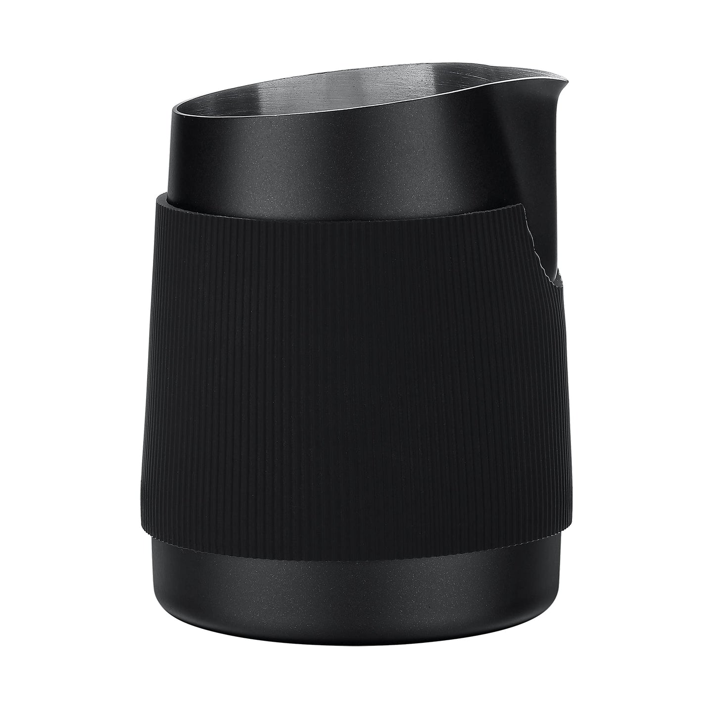 Normcore Handleless Milk Frothing Jug, Milk Pitcher 15.2 oz, Milk Frother Steamer Cup Stainless Steel Espresso Cup, Sharp Spout, Black, 450 ml