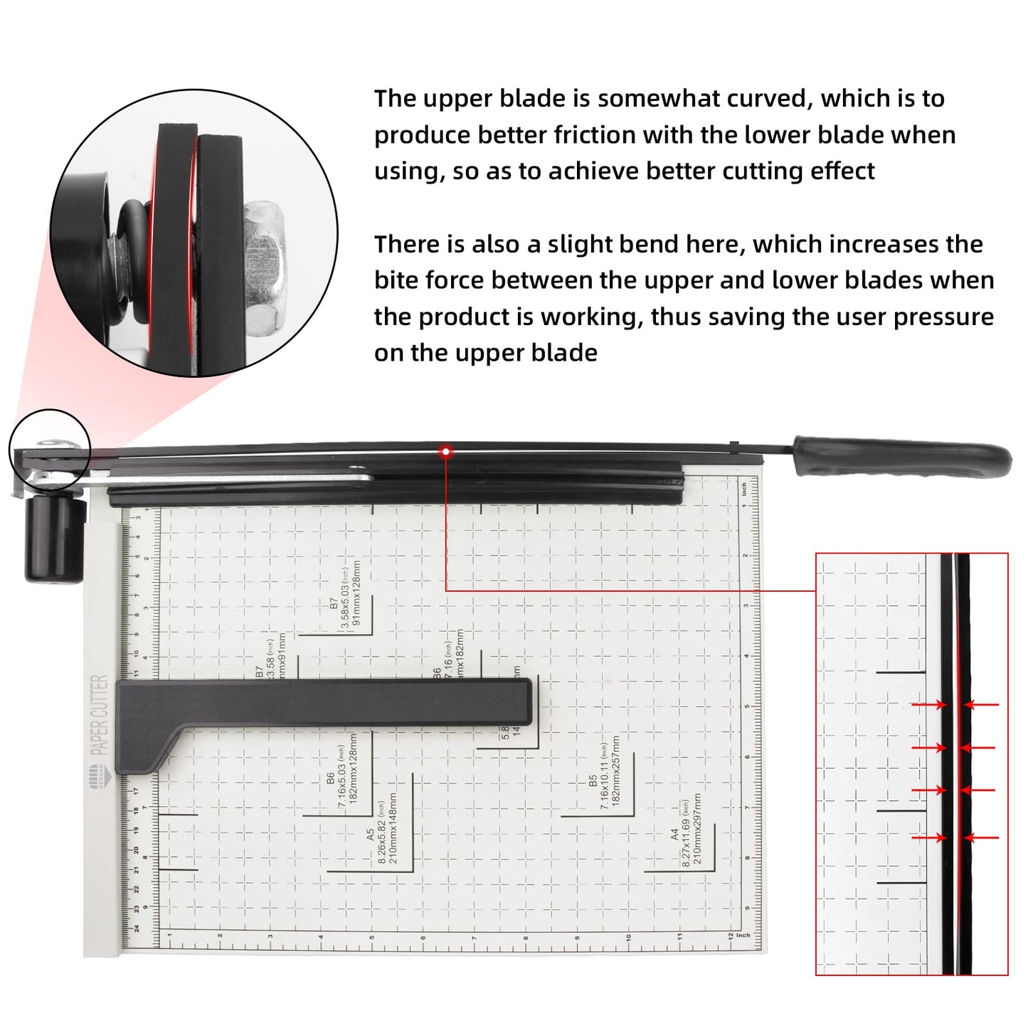 ZEQUAN 13 Inch Heavy Duty A4 Paper Cutter, Metal Base Guillotine Paper Trimmer, 10 Sheet Capacity Stack Paper Slicer for Office Home School