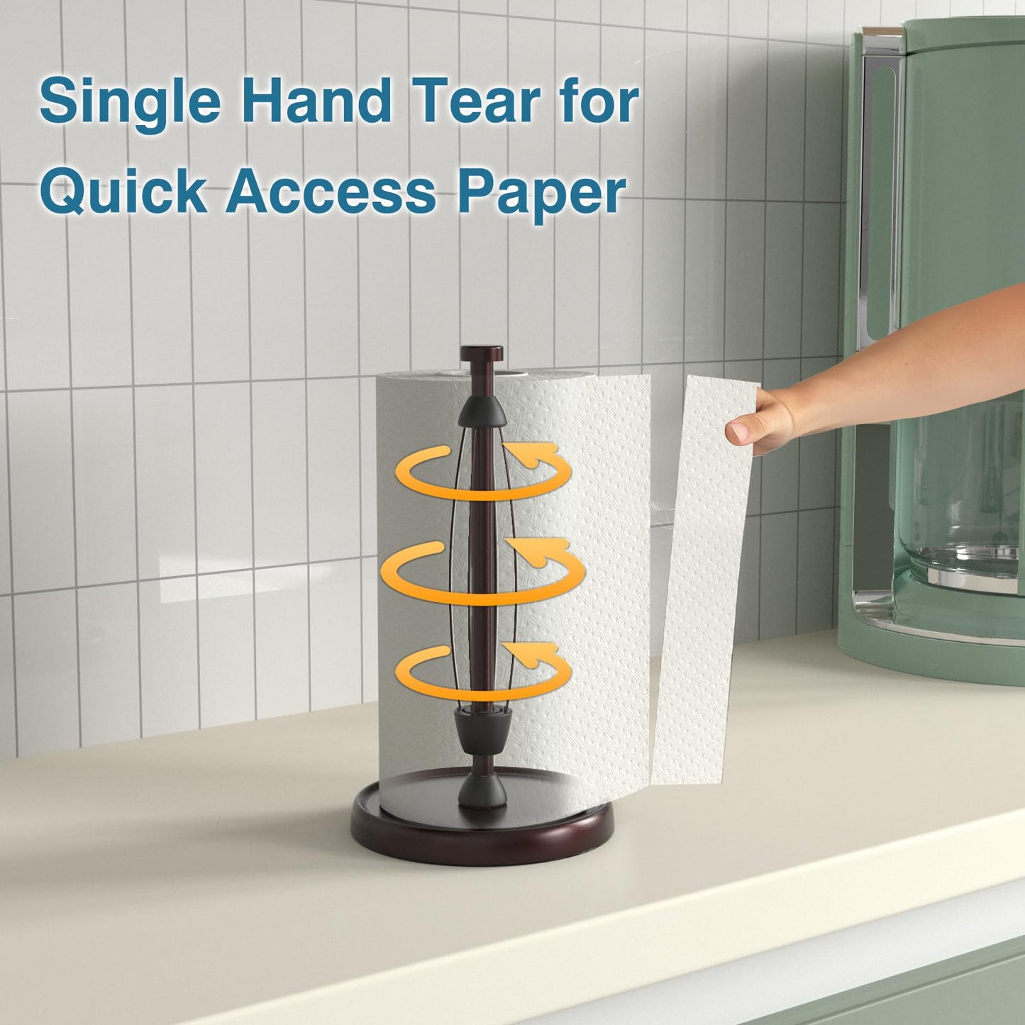 Oil Rubbed Bronze Paper Towel Holder Countertop, Bronze Kitchen Accessories Decor, Stainless Steel, Paper Towel Roll Holder Stand with Ratchet Mechanism for Kitchen Bathroom Farmhouse Essentials
