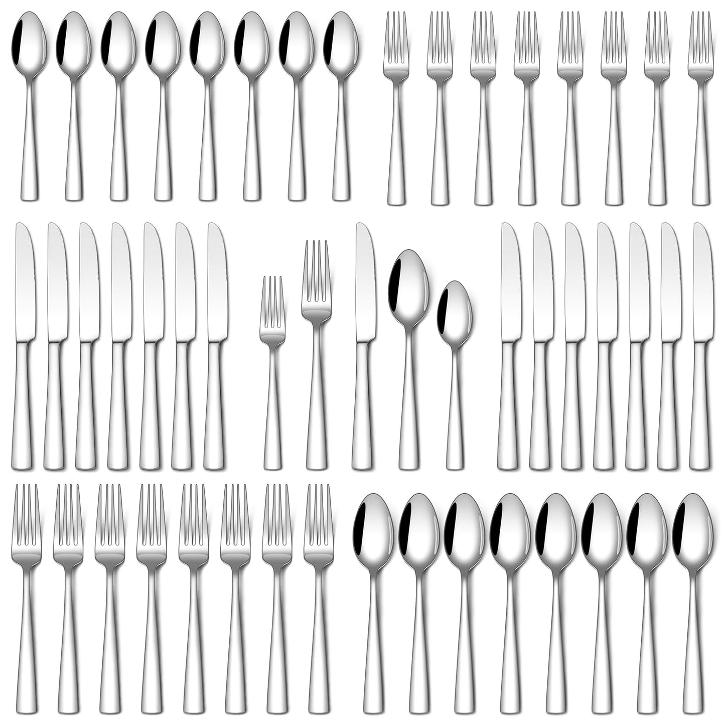 Stapava 40 Piece Silverware Set, Food-Grade Stainless Steel Flatware Sets for 8 Mirror Polished Cutlery Utensil Sets Include Dinner Knives Spoons and Forks Set Dishwasher Safe for Home Restaurant