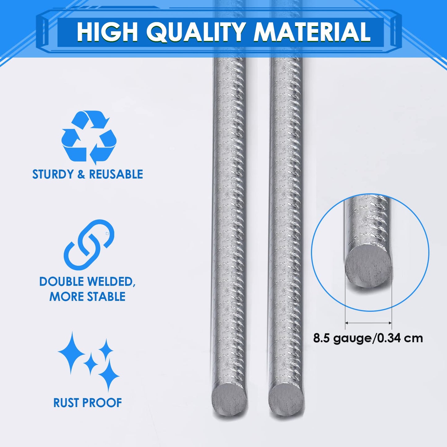 Therwen 12 Pcs H Stakes for Yard Signs 30'' x 10'' Metal Heavy Duty H Frame Wire Stakes Weatherproof Metal Holder for 250 Anniversary USA 4mm 5mm Corrugated Signs Board Guidepost Yard Decor