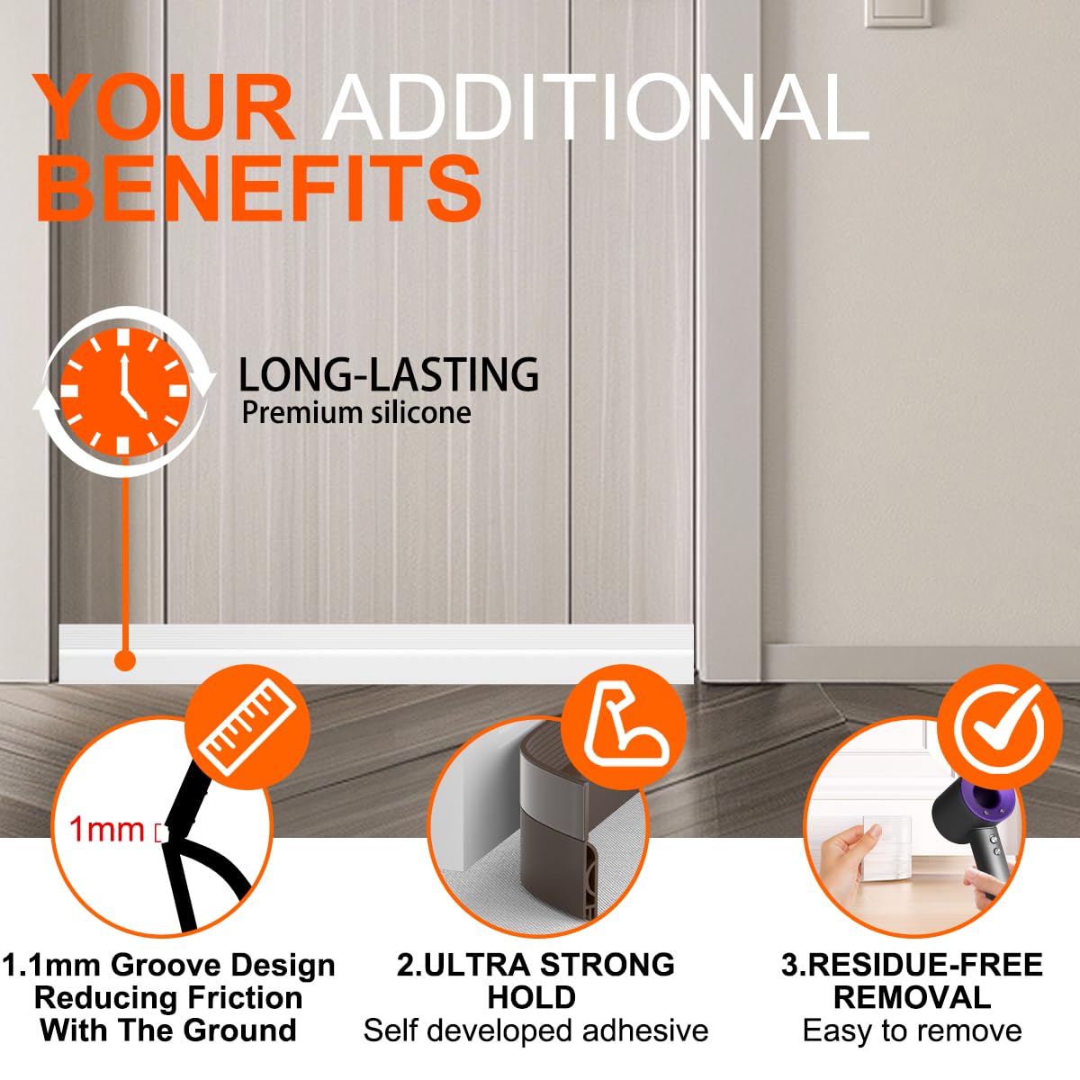 Ormein 5Pack Door Draft Stopper,39" Adjustable Door Sweep Weather Stripping Bottom Seal,Blocks Cold Air, Noise, Dust & Light for Interior & Exterior Doors,Easy Install Draft Blocker Gap Filler