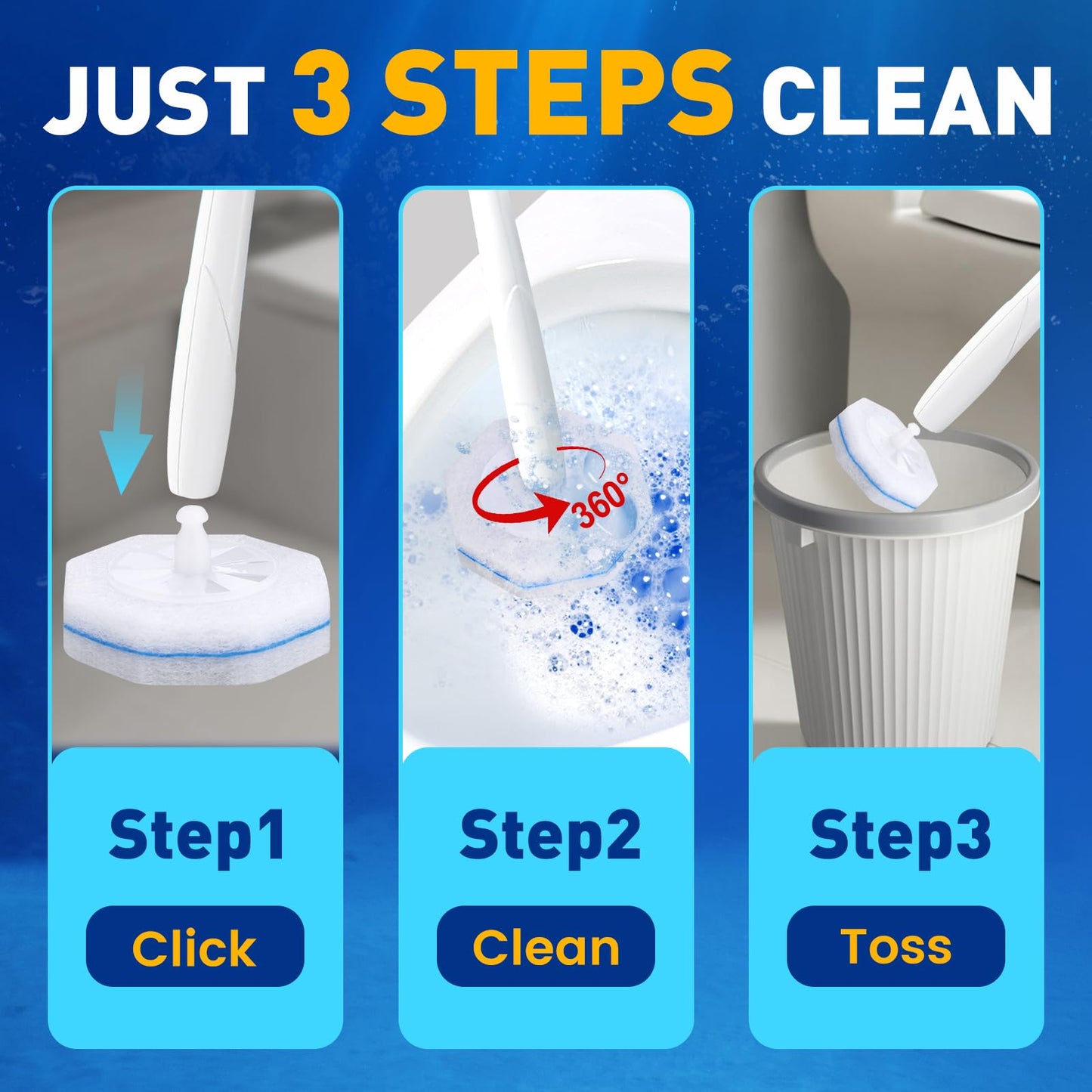 Toilet Brush Refills, Disposable Toilet Bowl Cleaner Refills for Toilet Cleaner Wand, Single-Use Hygienic Scrubber Pads, 150 Count