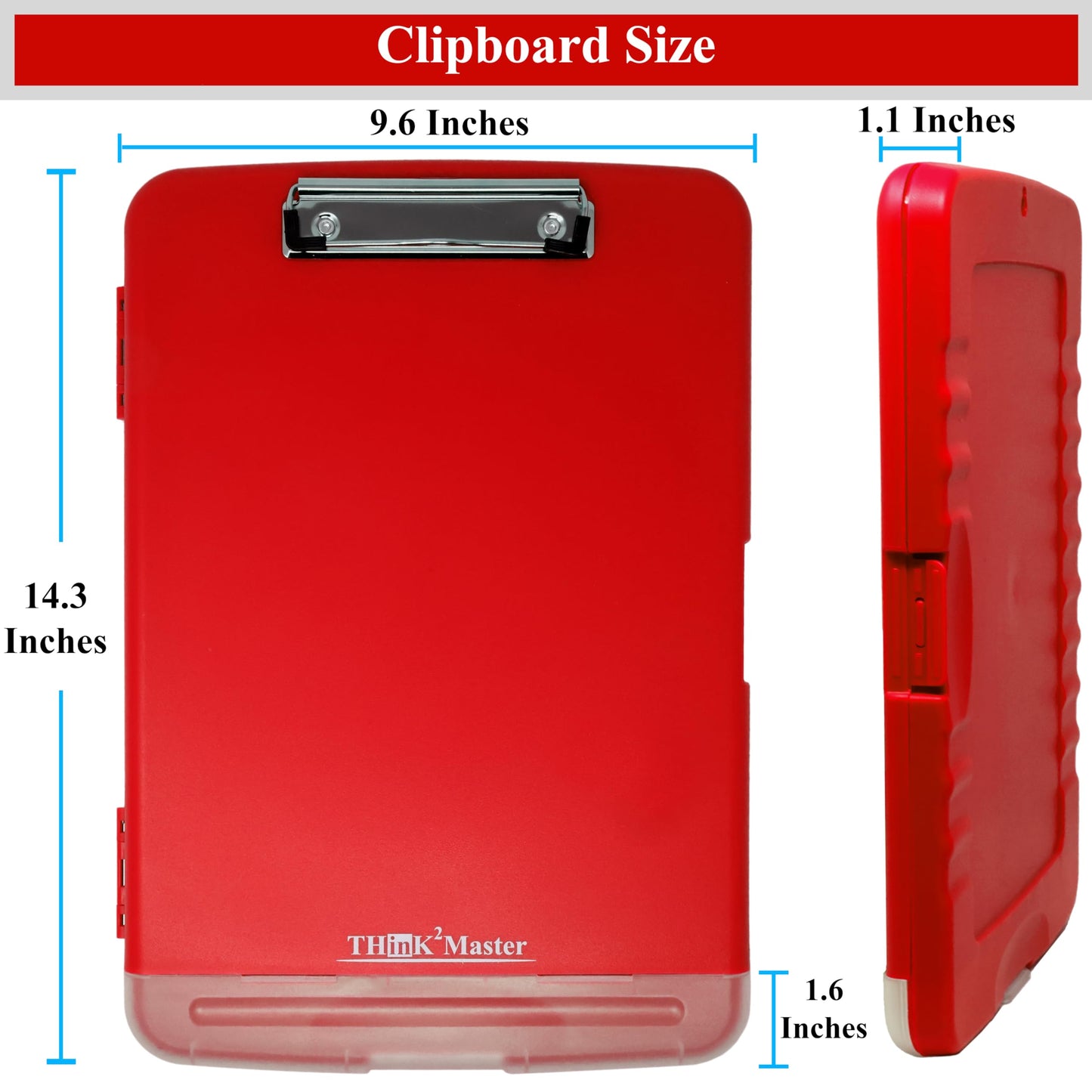 Think2Master [3 Pack] Red Plastic Storage Clipboard with Pencil Holder. | 25% Heavier & 25% Sturdier| Heavy Duty. Nursing, Teacher & Classroom Must Have.